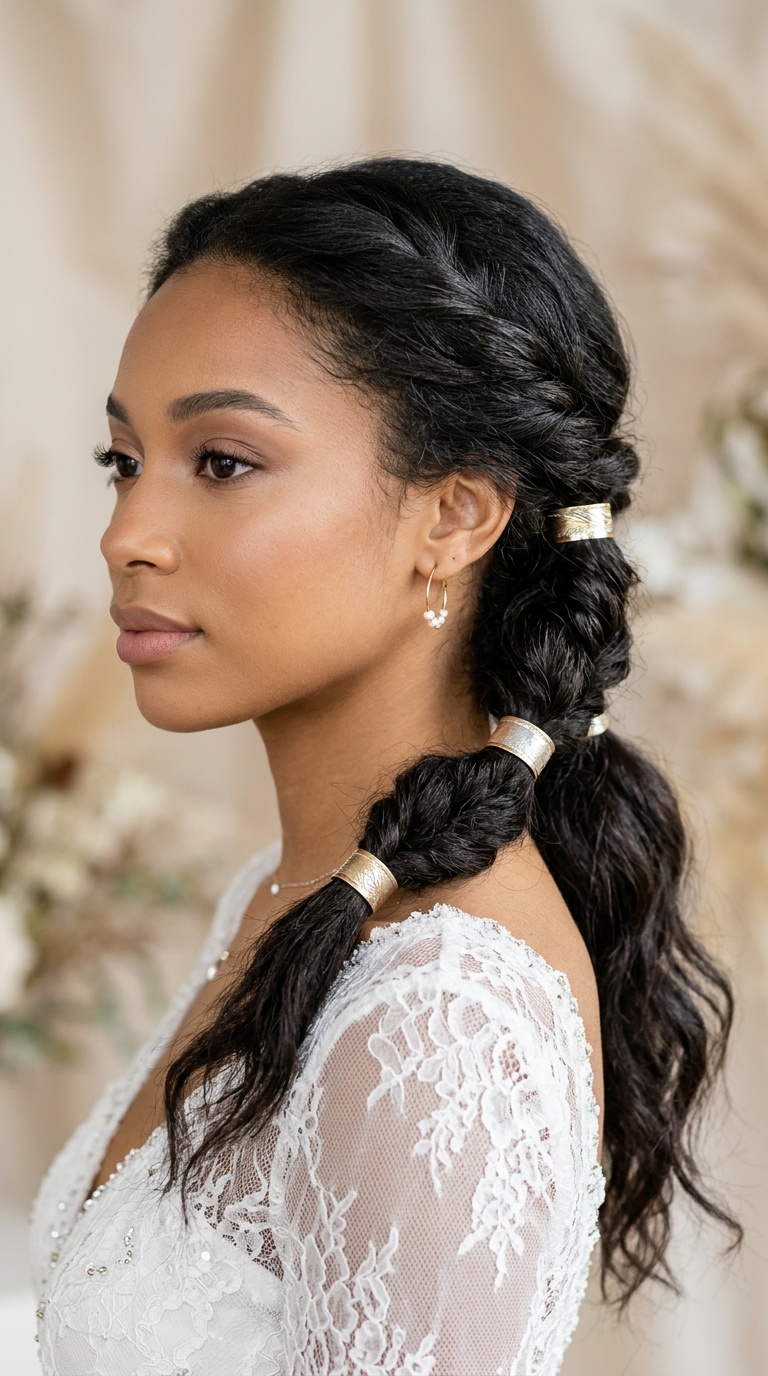 Twisted Low Ponytail with Metallic Cuffs