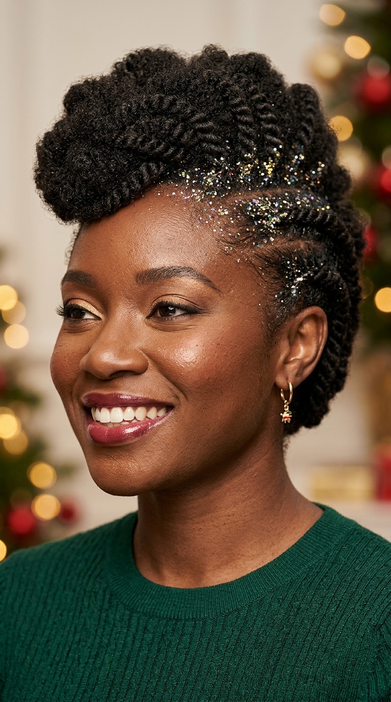 Twisted Pompadour with Glitter Roots
