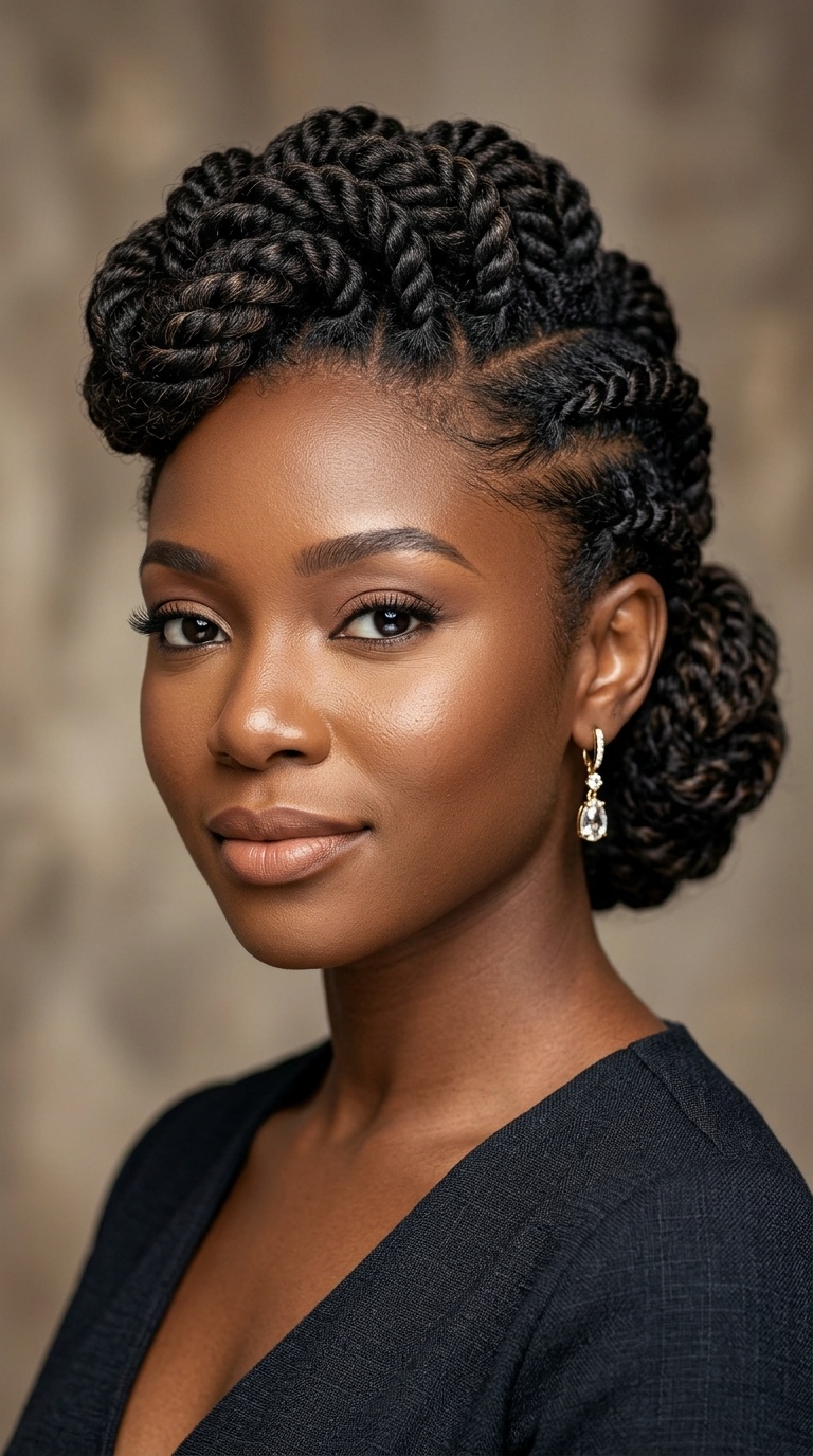 Twisted Pompadour with Low Bun