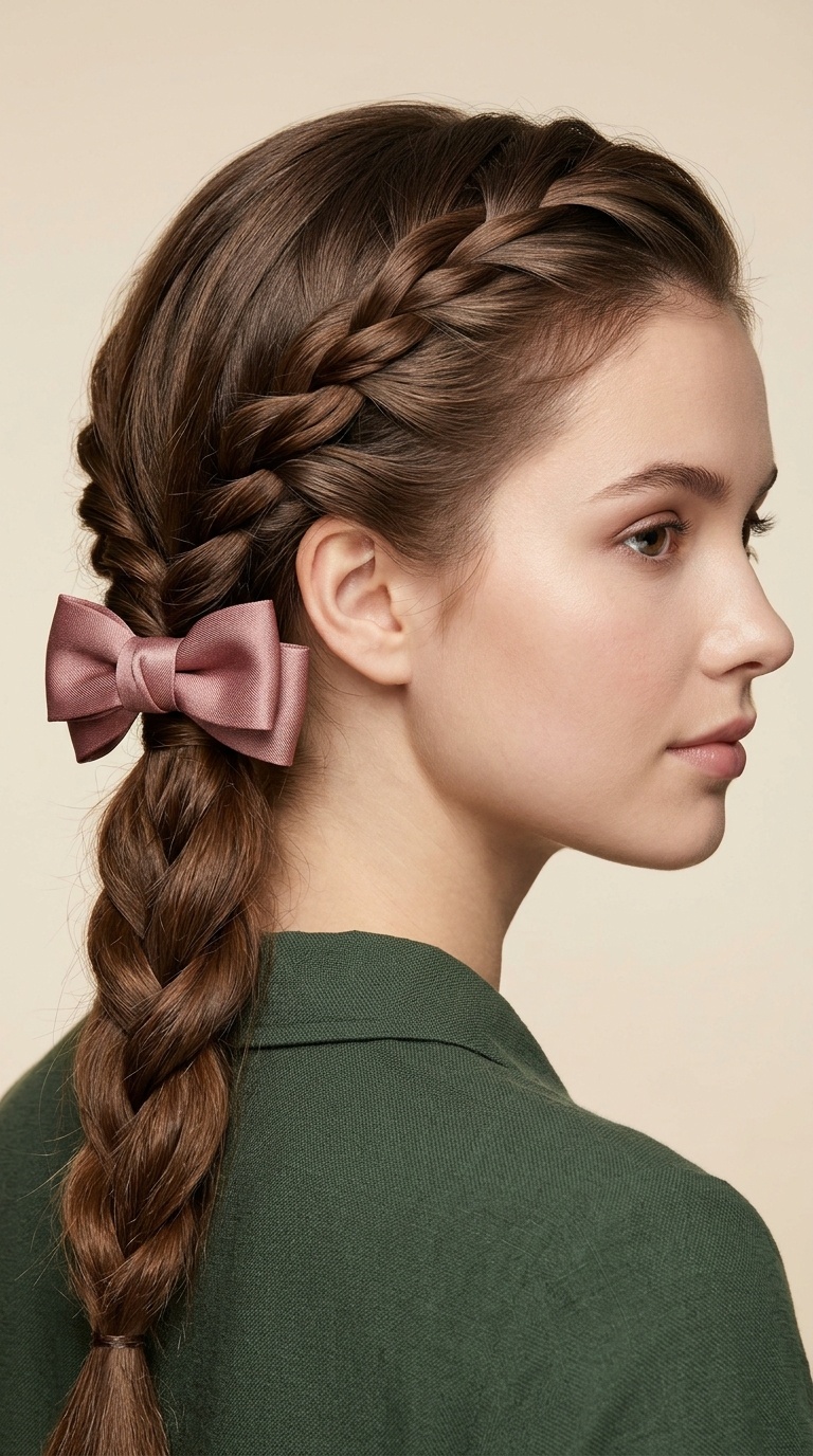 Twisted Rope Braid with Bow Barrette