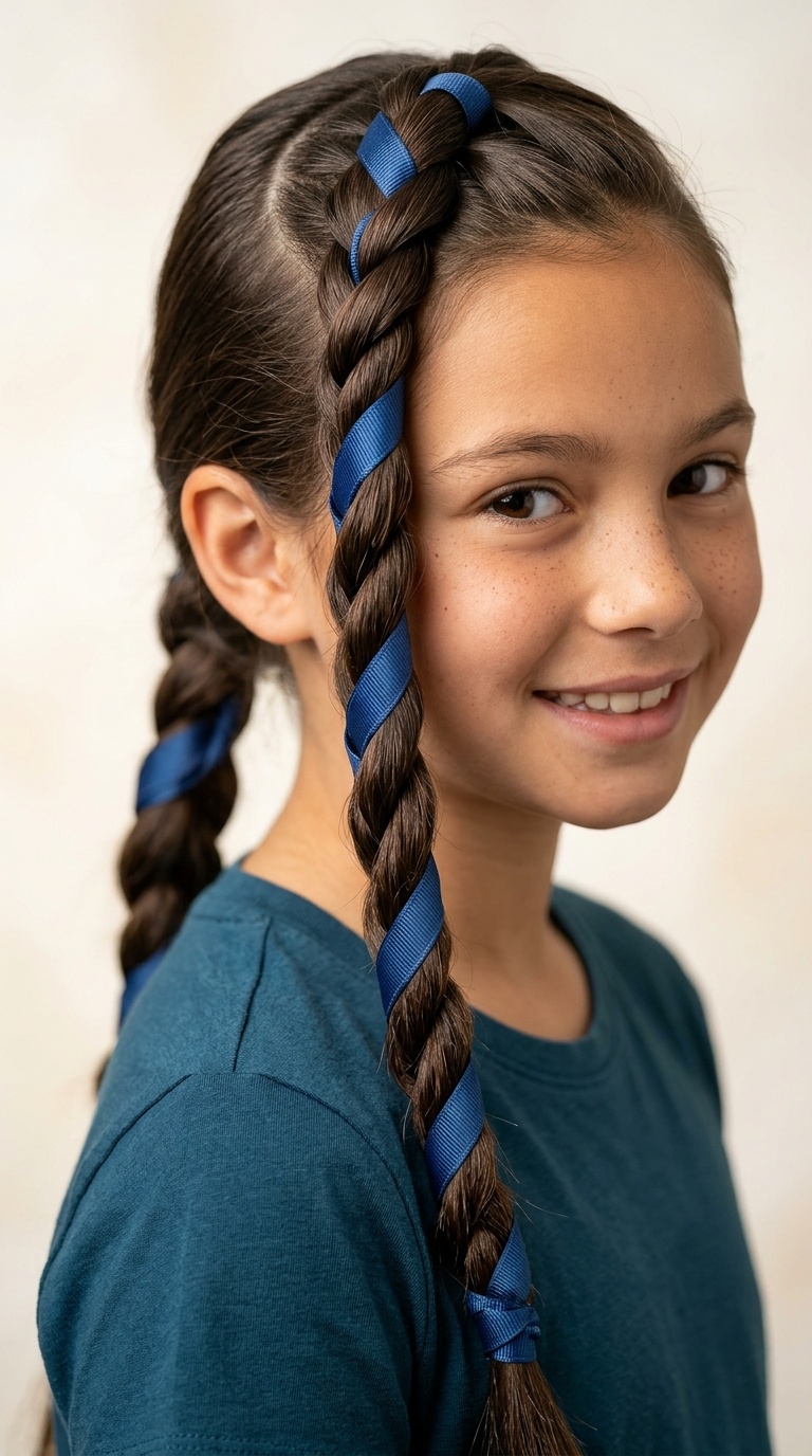 Twisted Rope Braid with Ribbon Intertwined