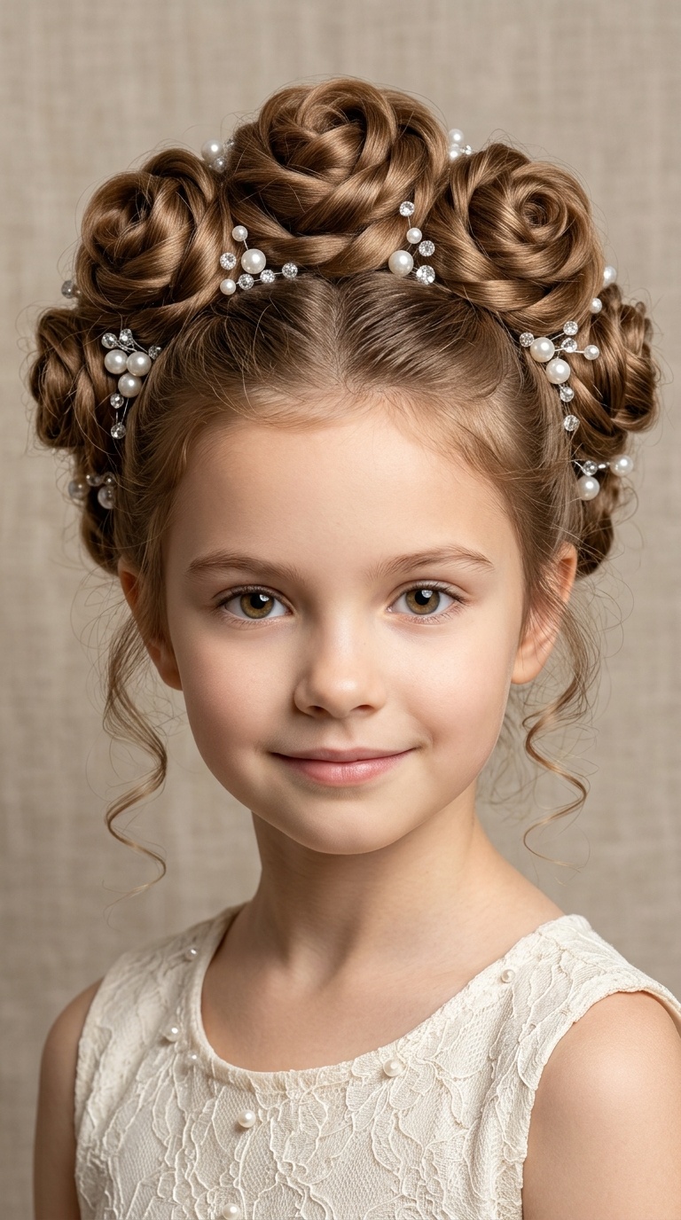 Twisted Rose Buns with Pearl Pins