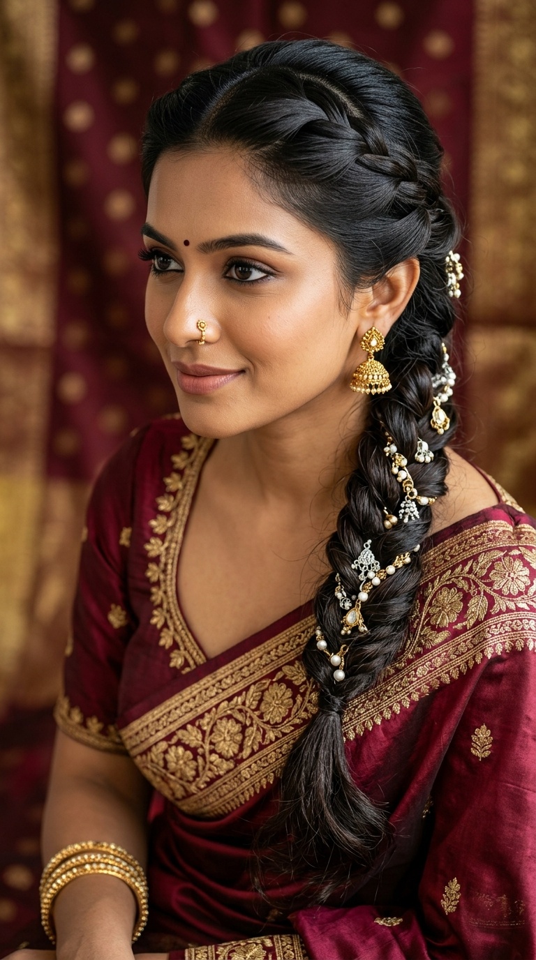 Twisted Side Braid with Charms