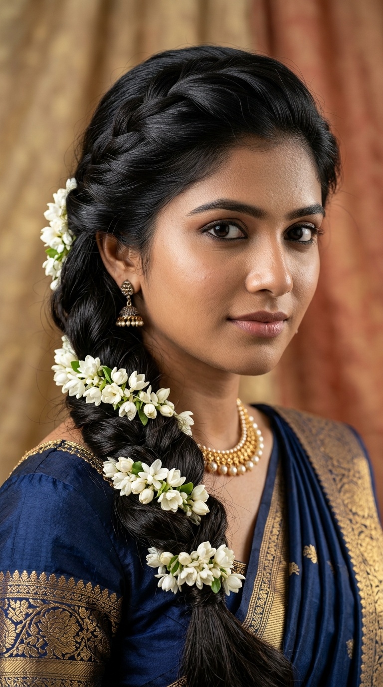 Twisted Side Braid with Fresh Jasmine