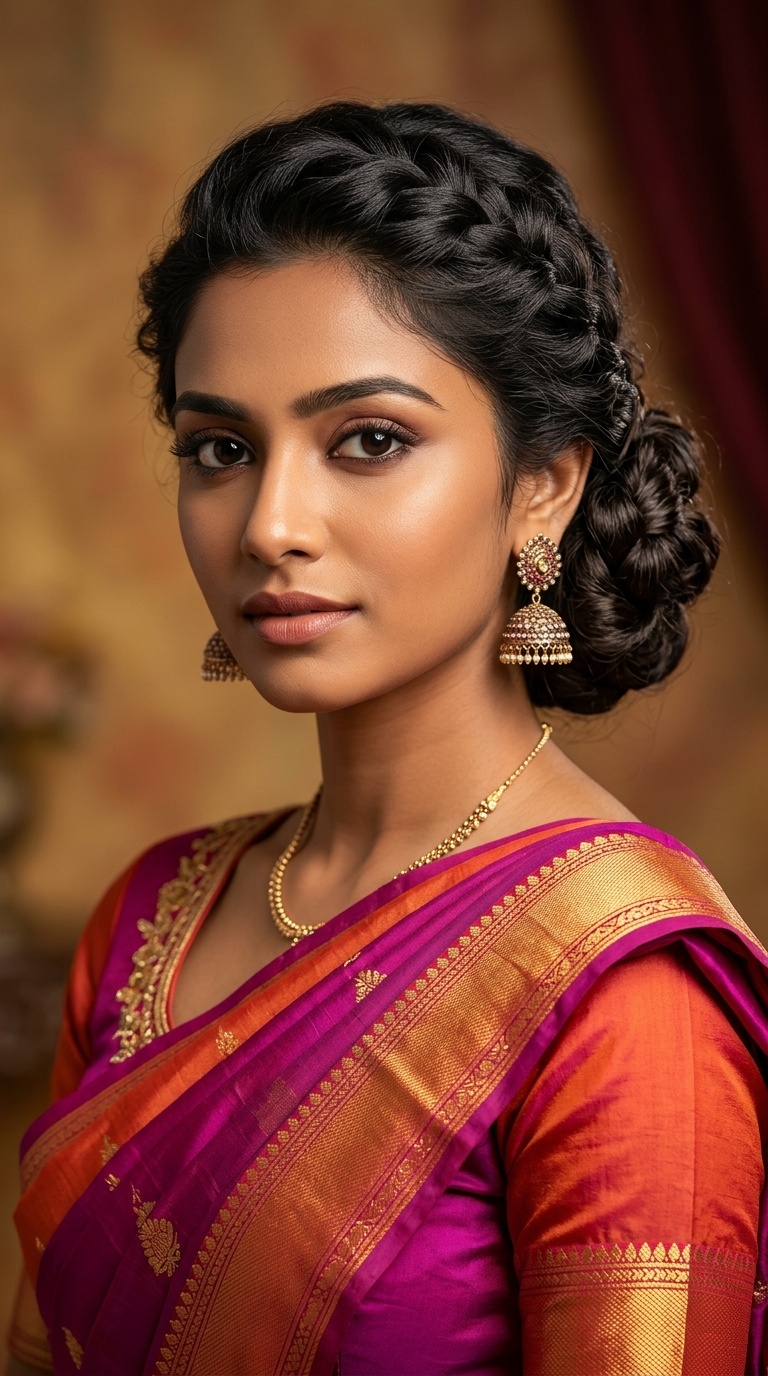 Twisted Side Bun for Silk Sarees