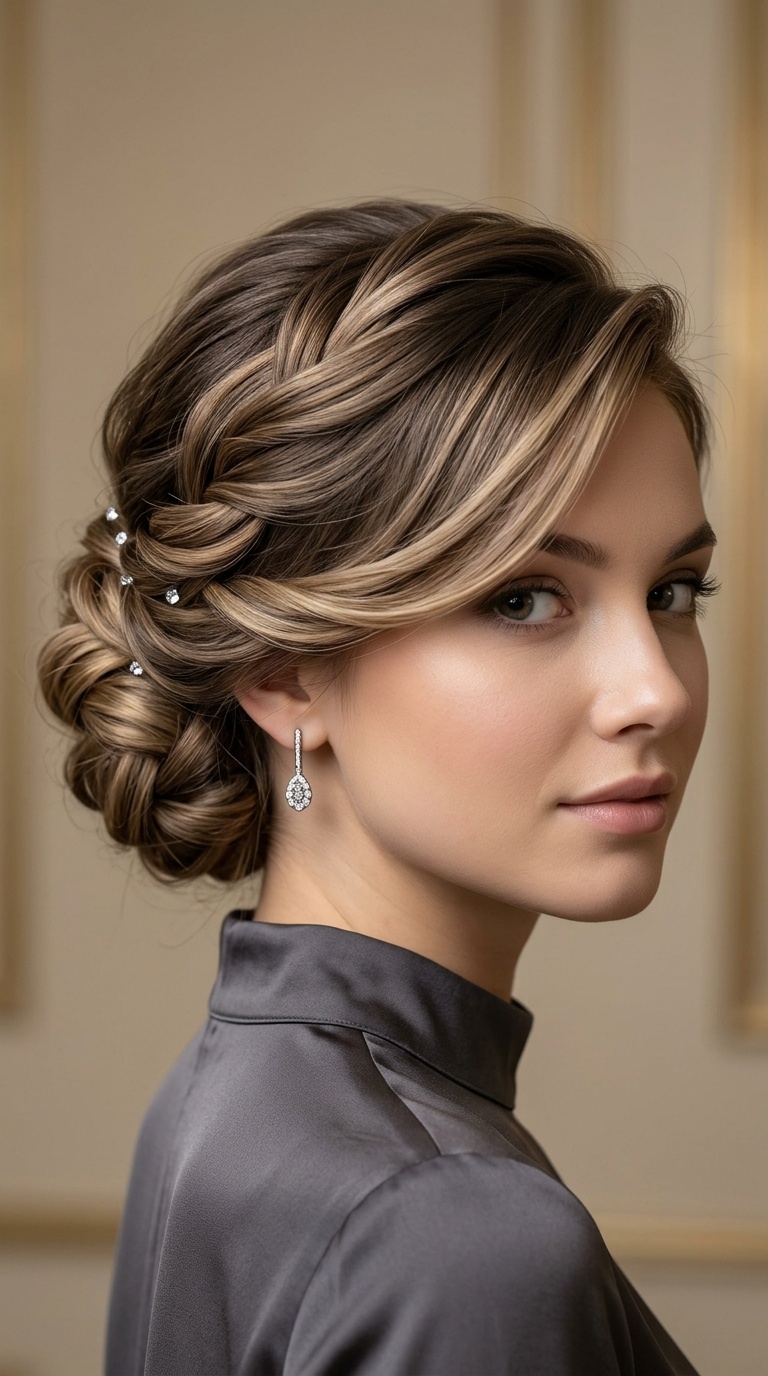 Twisted Silk Chignon for Short Hair