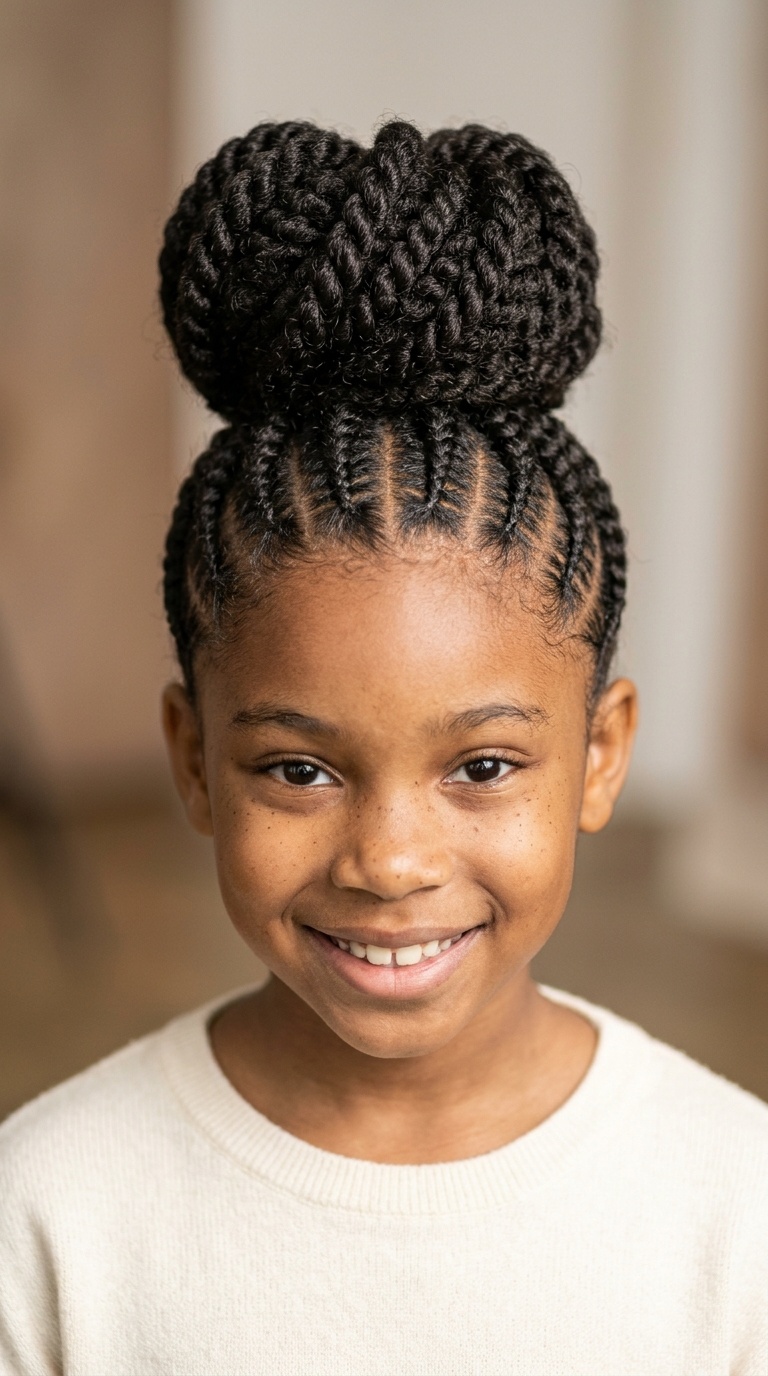Twisted Top Knot with Cornrow Base