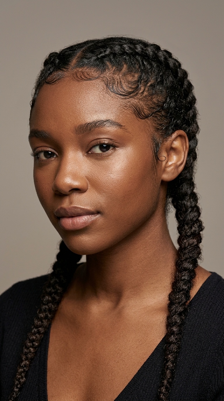 Two Braids with Soft Baby Hairs