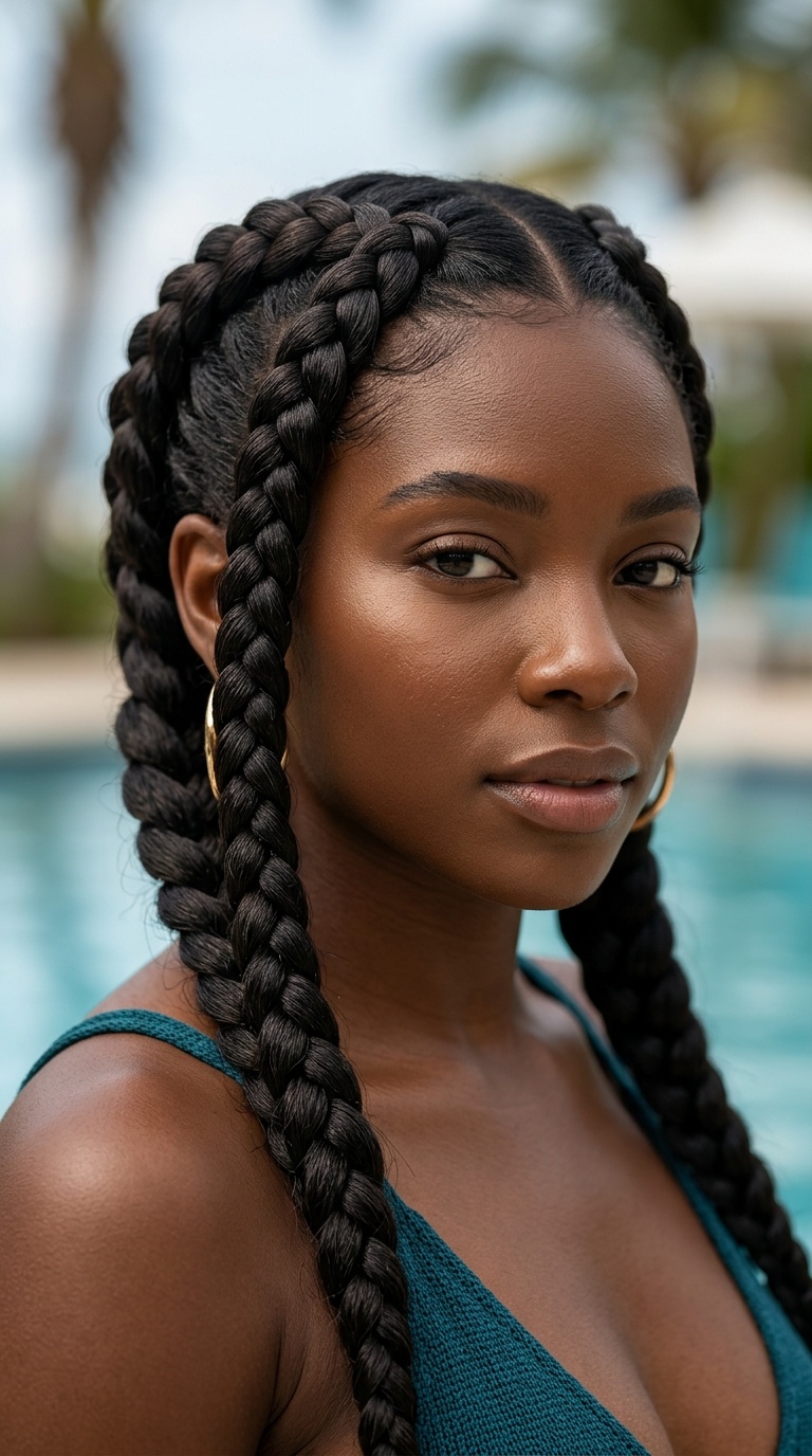 Two Chunky Dutch Braids