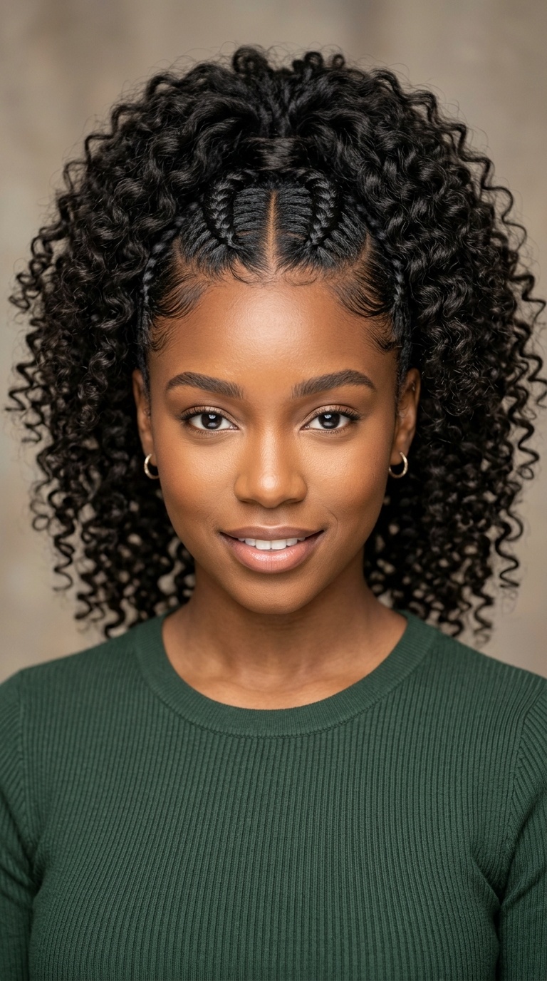 Two-Front Braids into High Ponytail