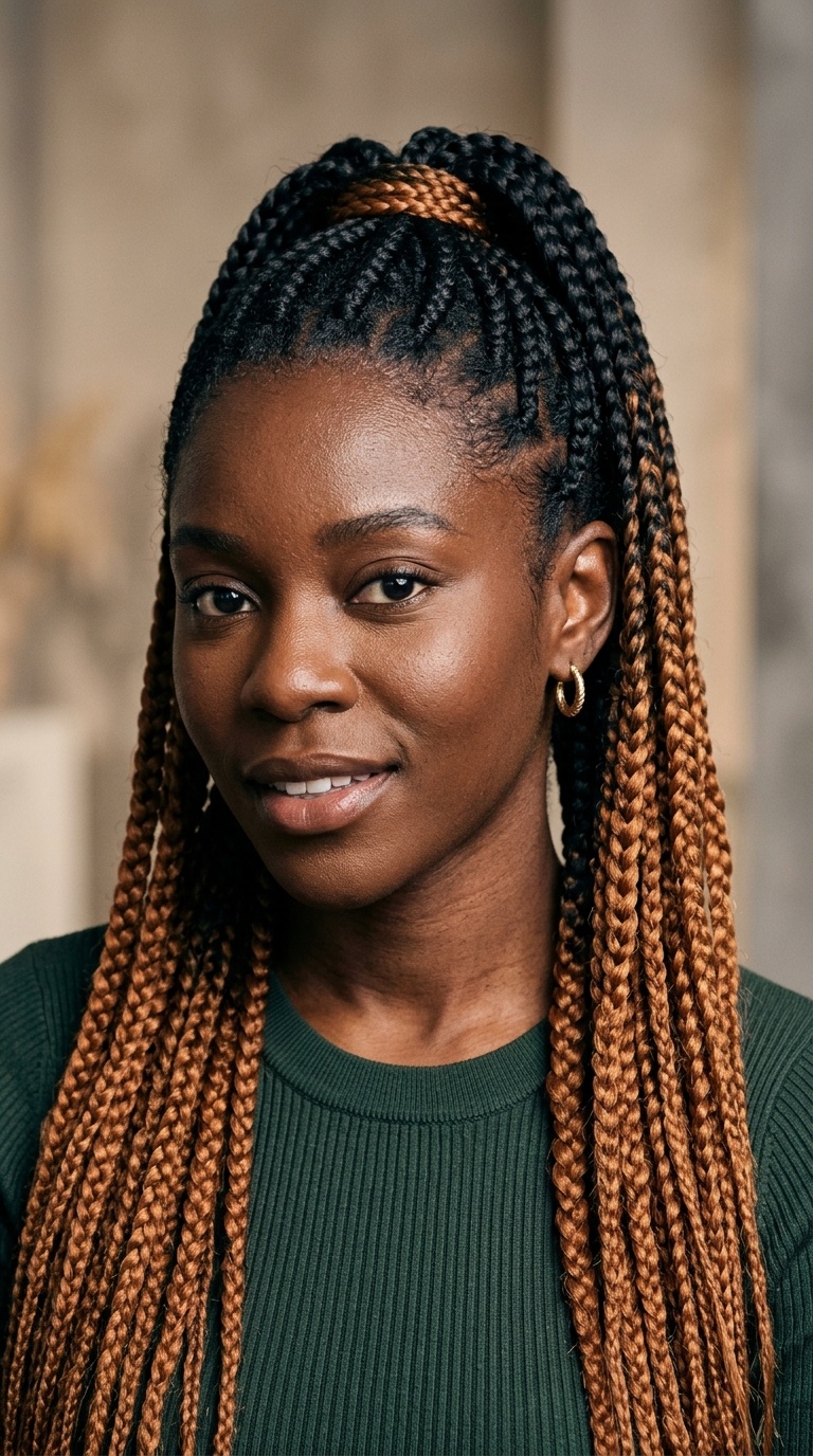 Two-Tone Ombre Braided Ponytail