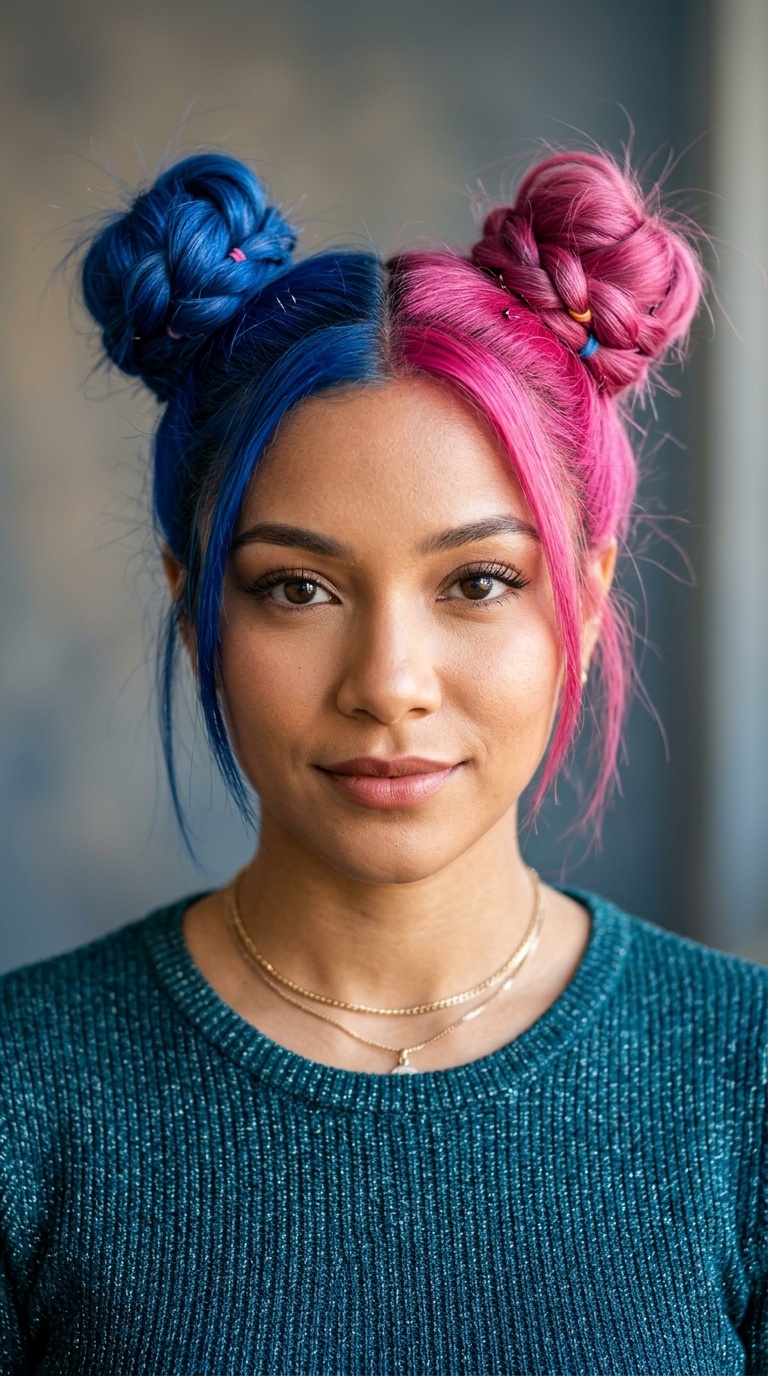 Two-Tone Space Buns
