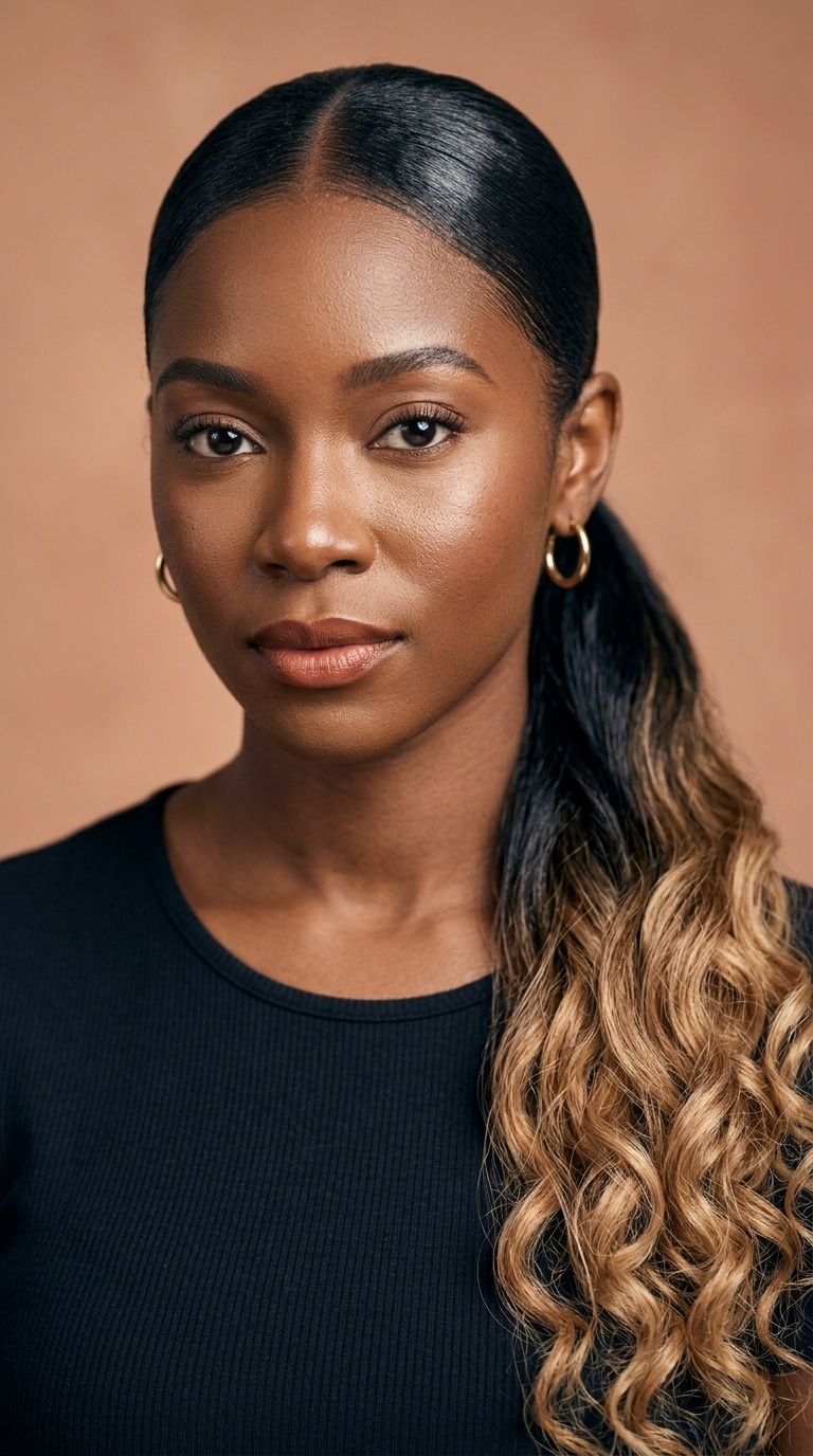 Two-Toned Sleek Ponytail with Ombre Ends