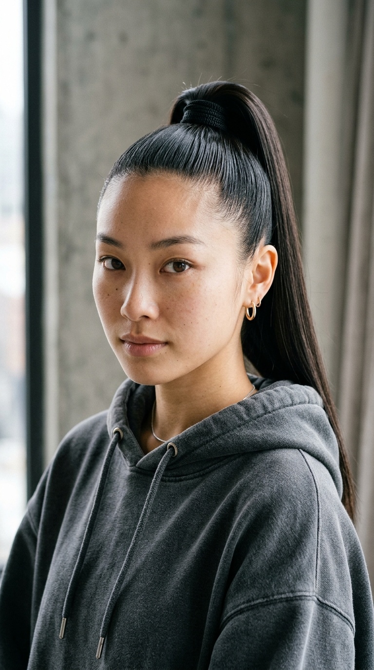 Ultra-High Sleek Ponytail