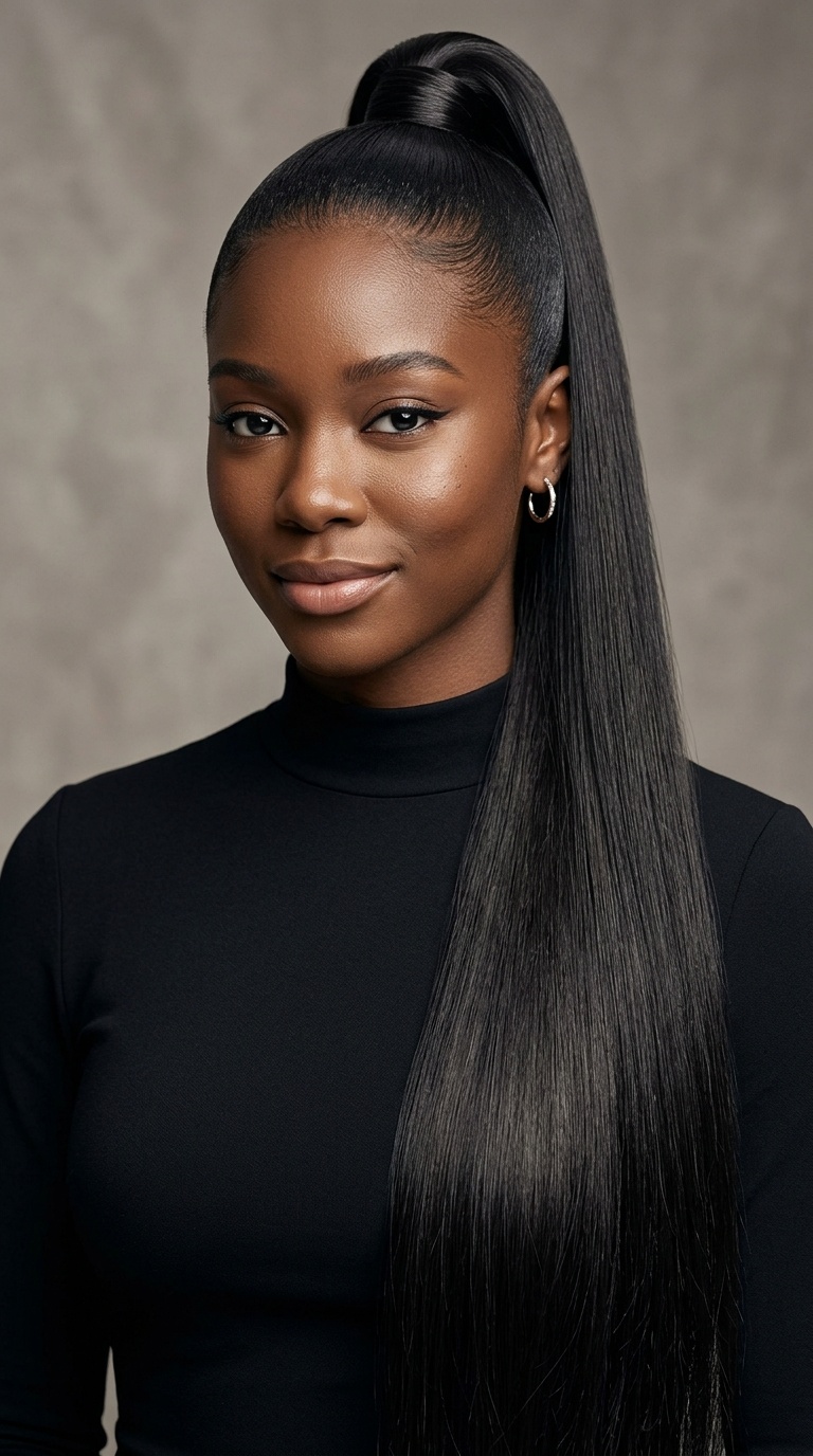 Ultra-Long Bone Straight Ponytail