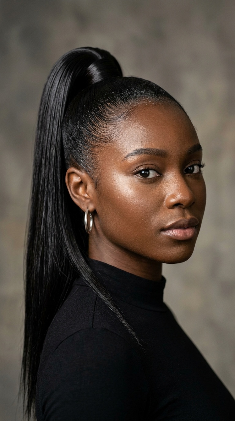 Ultra-Sleek High Glass Ponytail