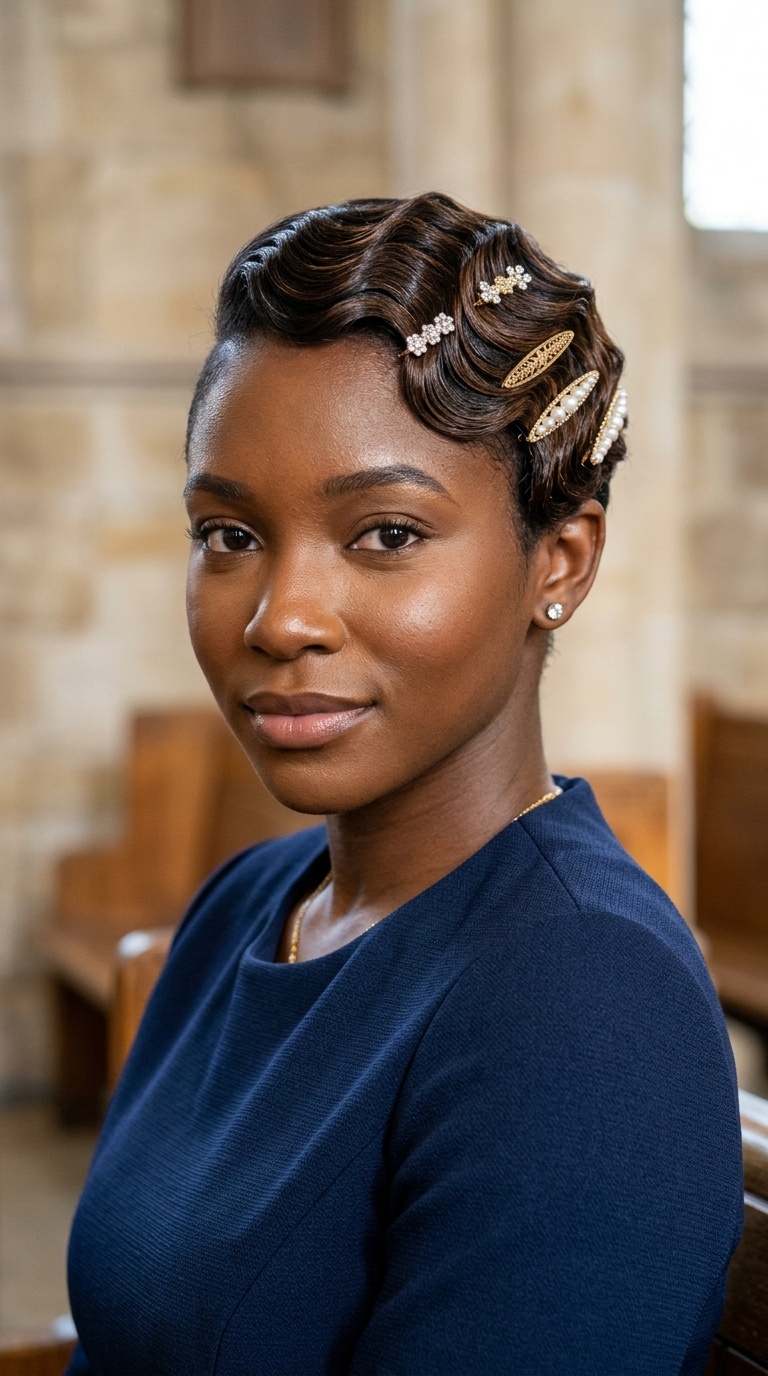 Undercut Finger Waves with Patterned Pins