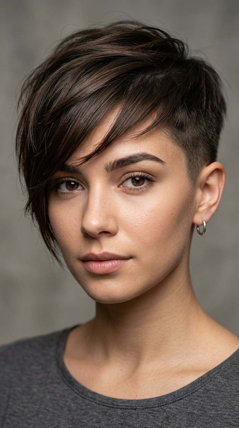 Undercut Pixie with Long Asymmetrical Bangs