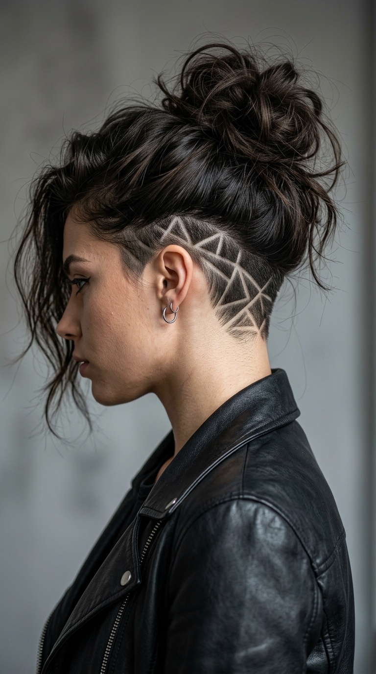 Undercut with Geometric Nape Designs