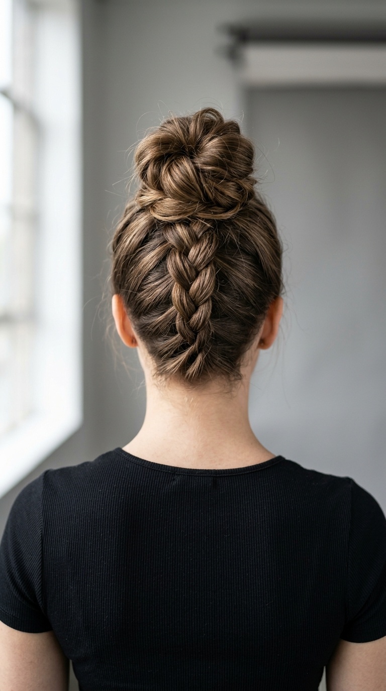 Upside Down Braid to Messy Bun