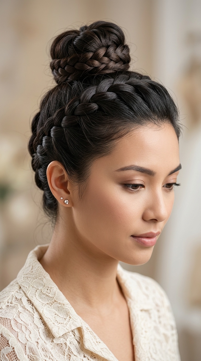 Upside-Down Braid with Top Knot