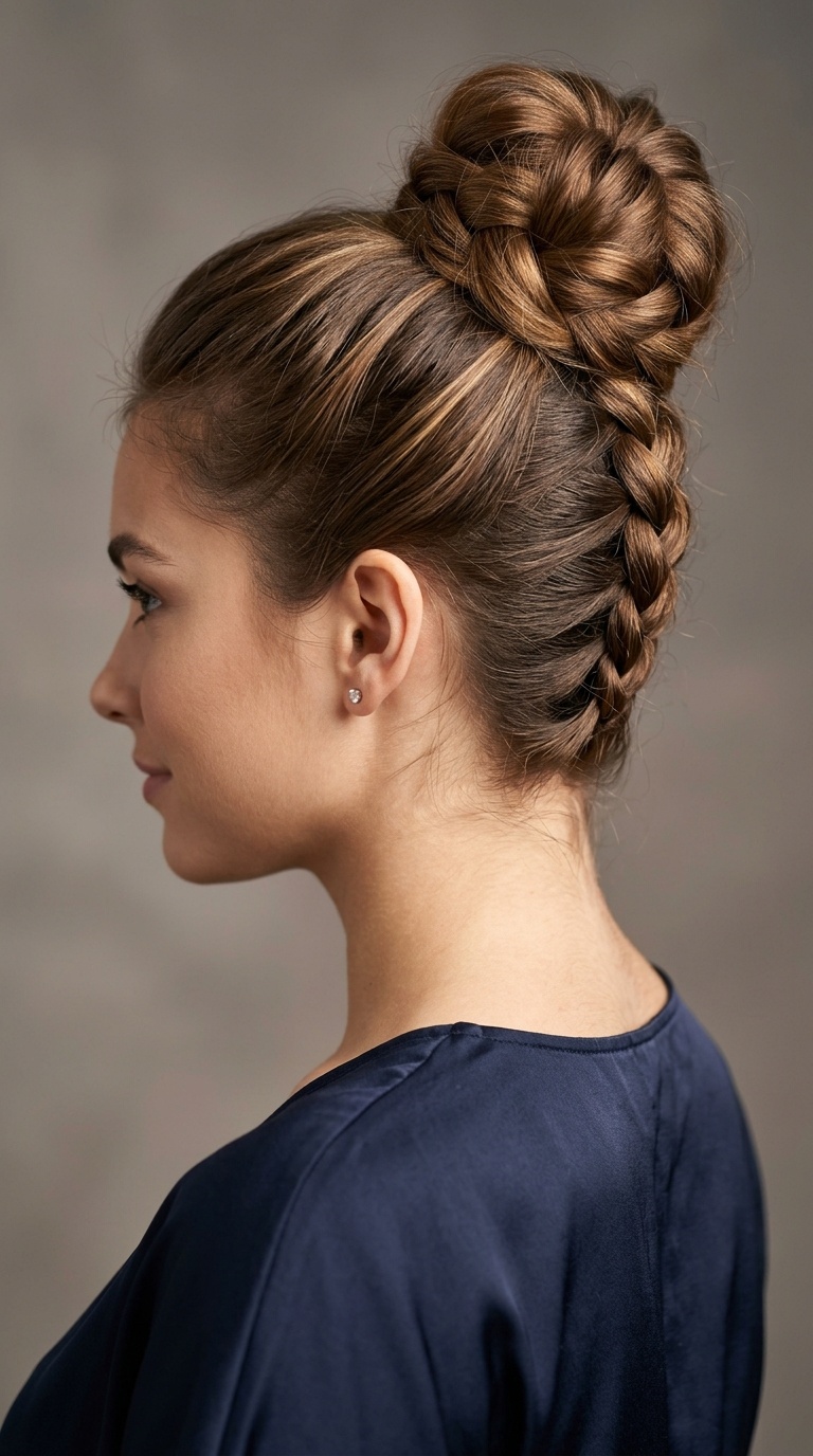 Upside-Down French Braid into High Chignon