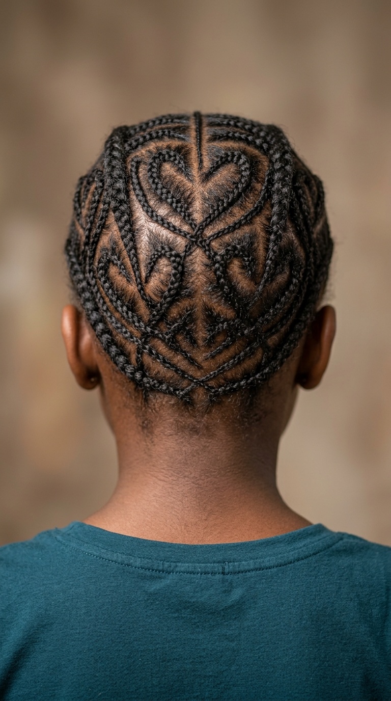 Upside-Down Heart Nape Braids
