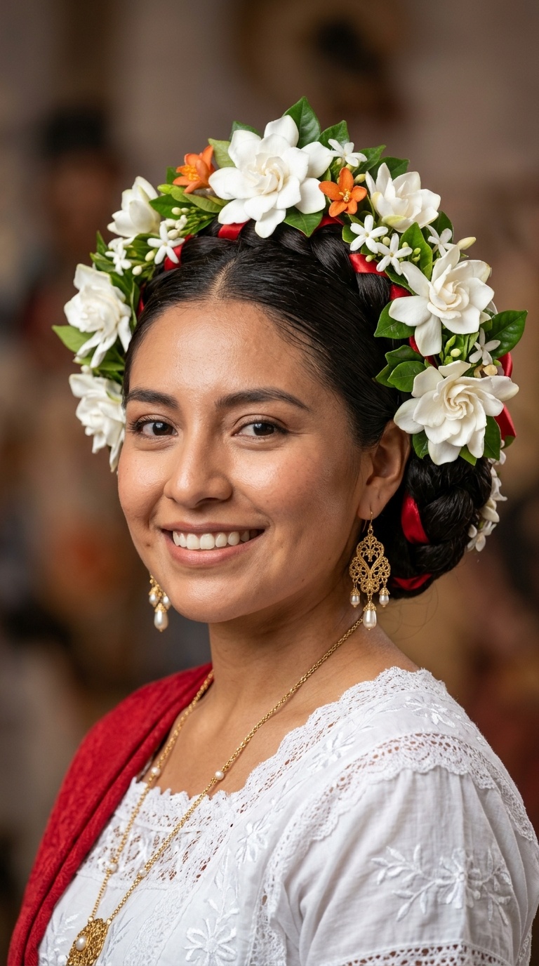 Veracruz White Flower Chignon