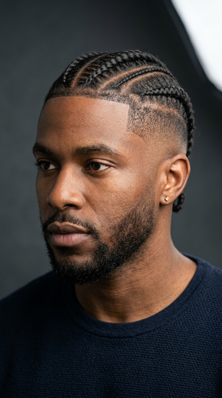 Vertical Feed-In Braids with Skin Fade