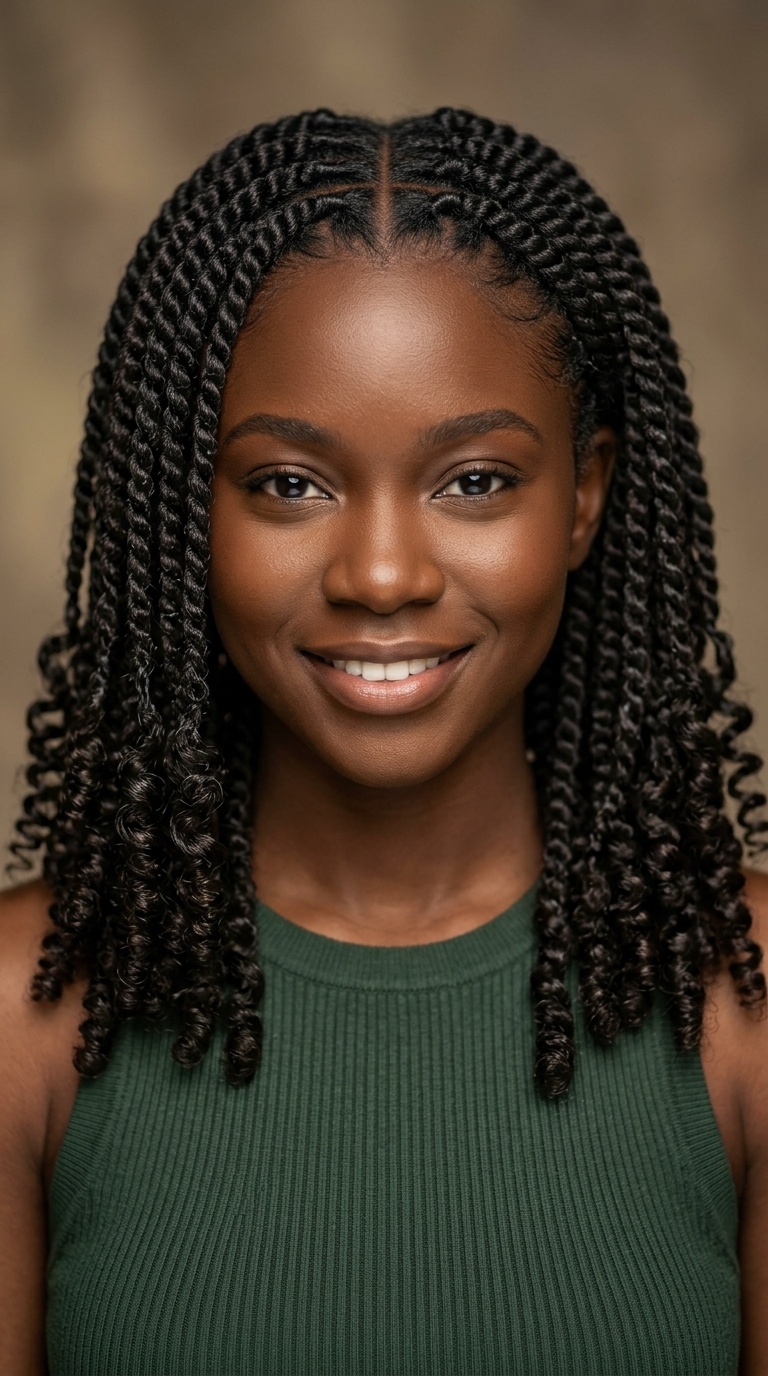Vertical Flat Twists with Curled Ends