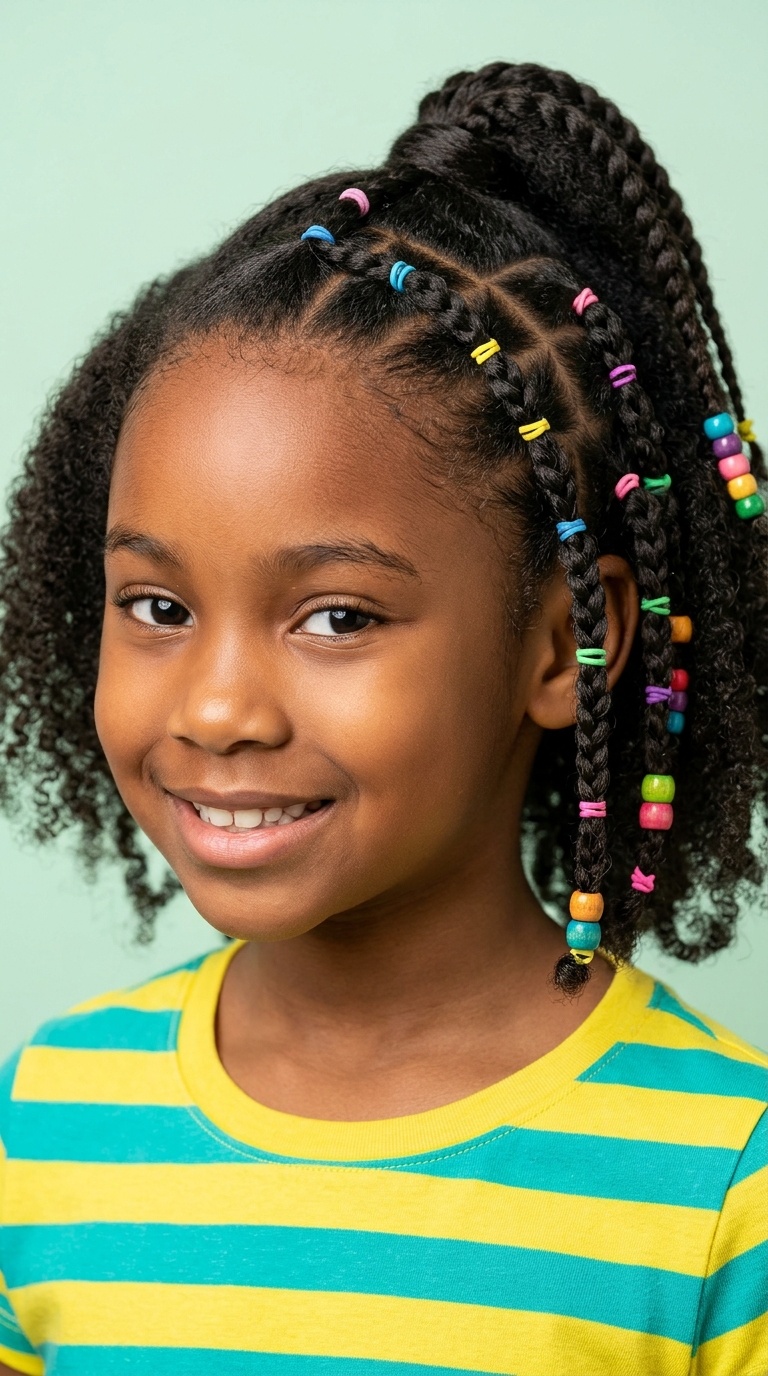Vertical Ladder Braids with Beads
