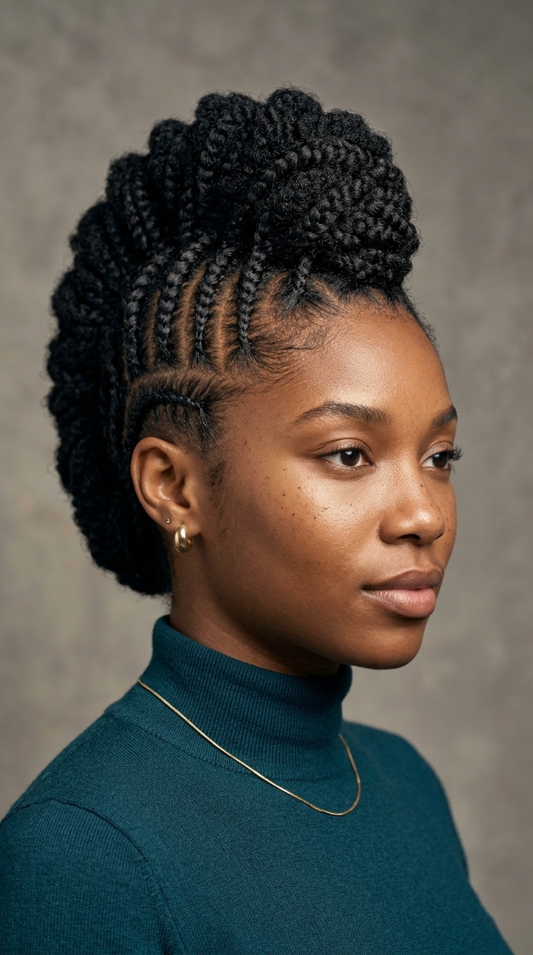 Vertical Mohican Cornrows