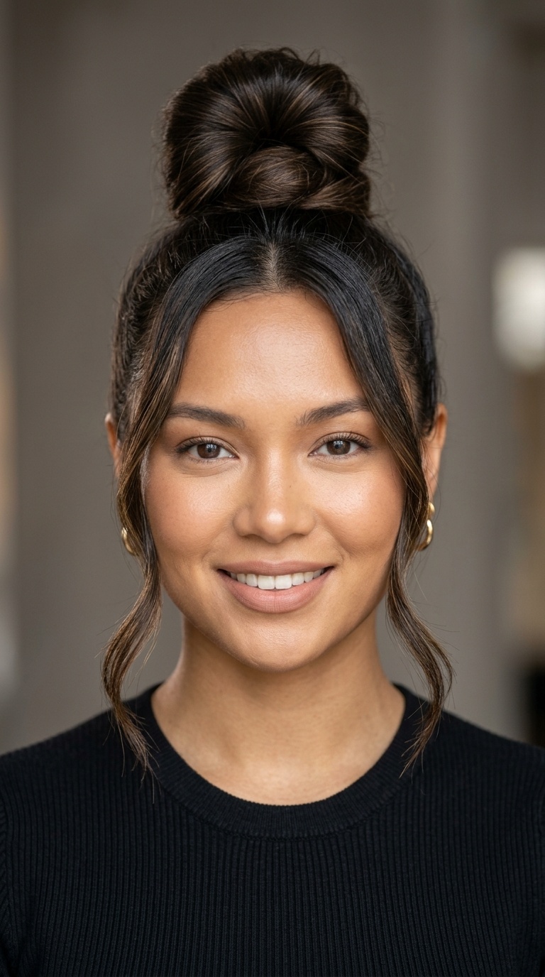 Vertical Top Knot with Face-Framing Strands