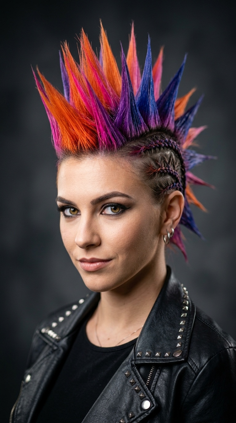 Vibrant Colored Spiky Mohawk