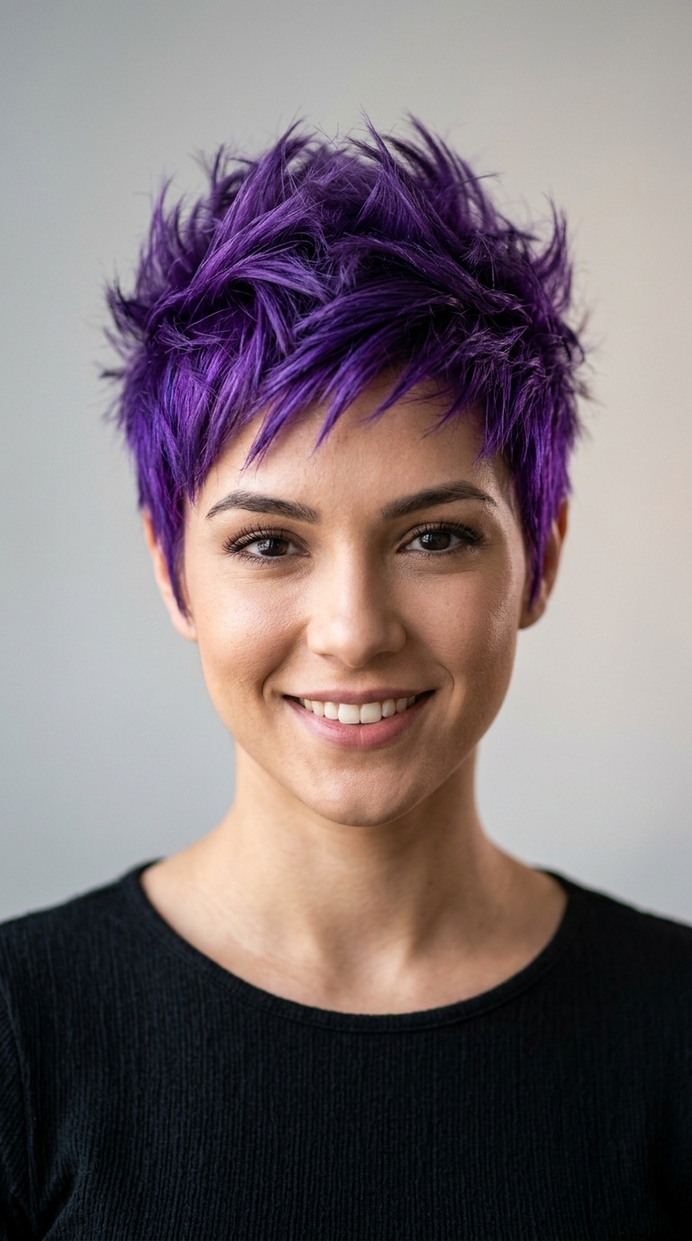 Vibrant Purple Spiky Pixie