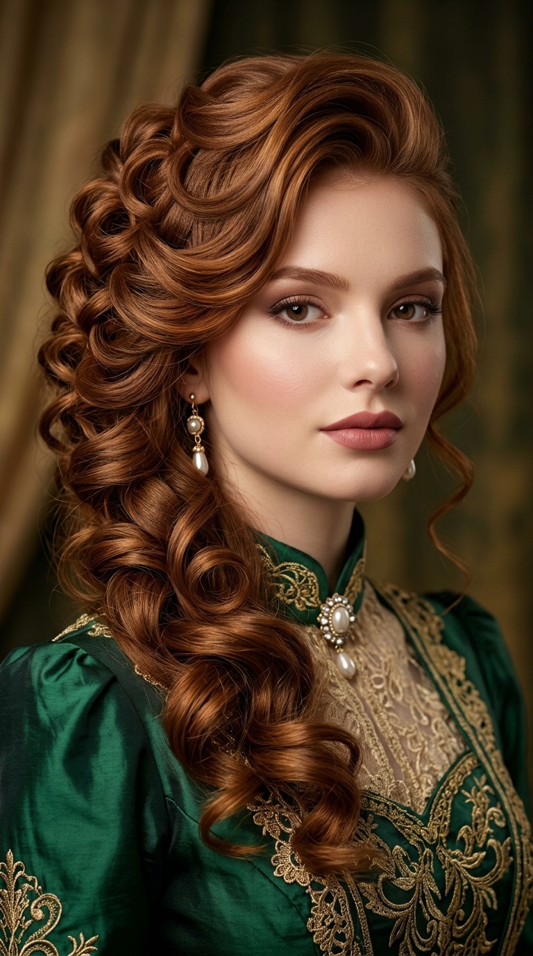 Victorian Side-Swept Curls