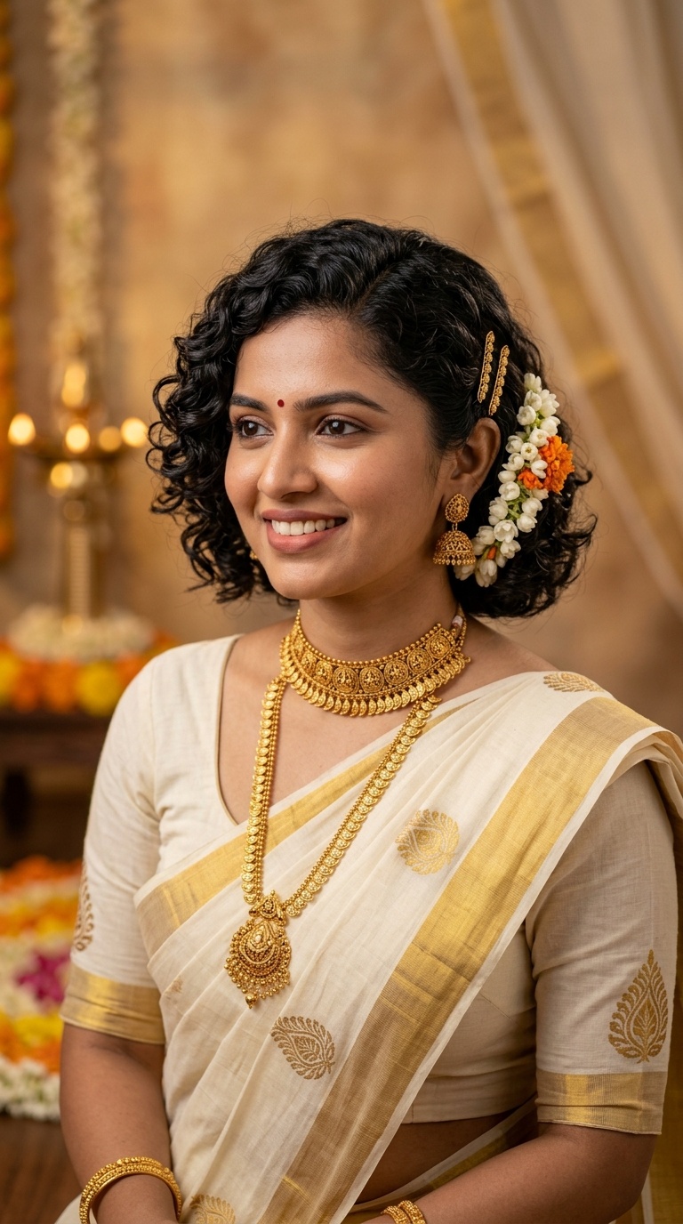 Vintage Curls with Traditional Jewelry