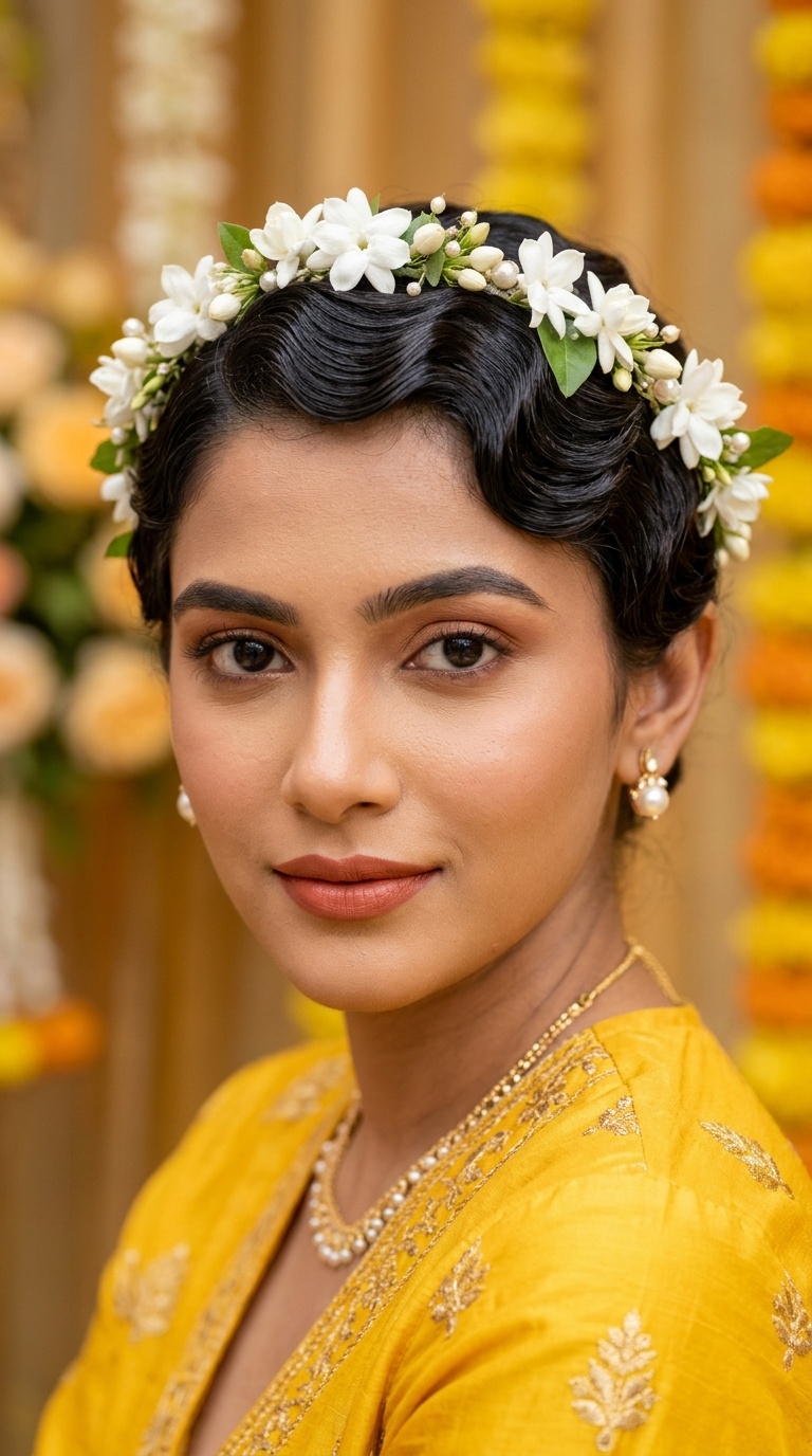 Vintage Finger Waves with Jasmine Tiara