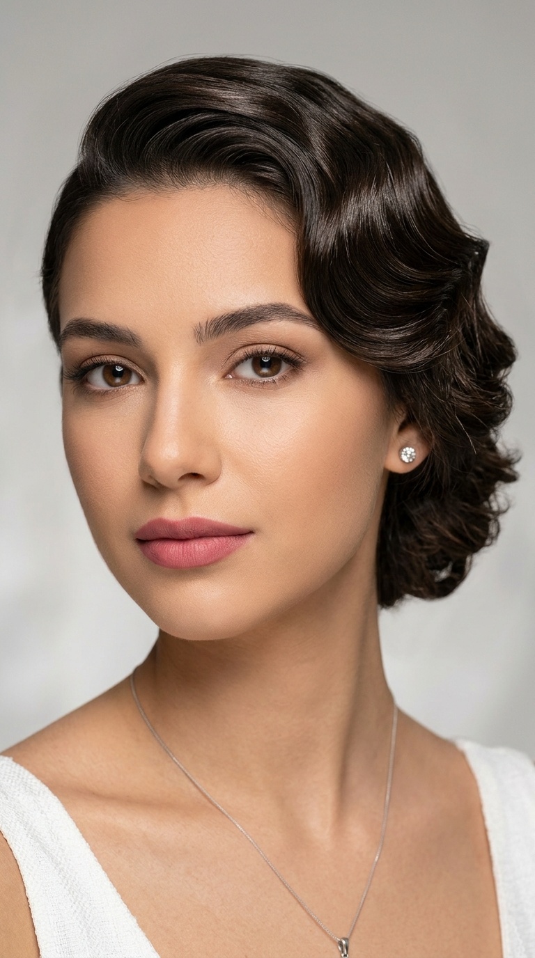 Vintage Finger Waves with Tucked Layered Ends