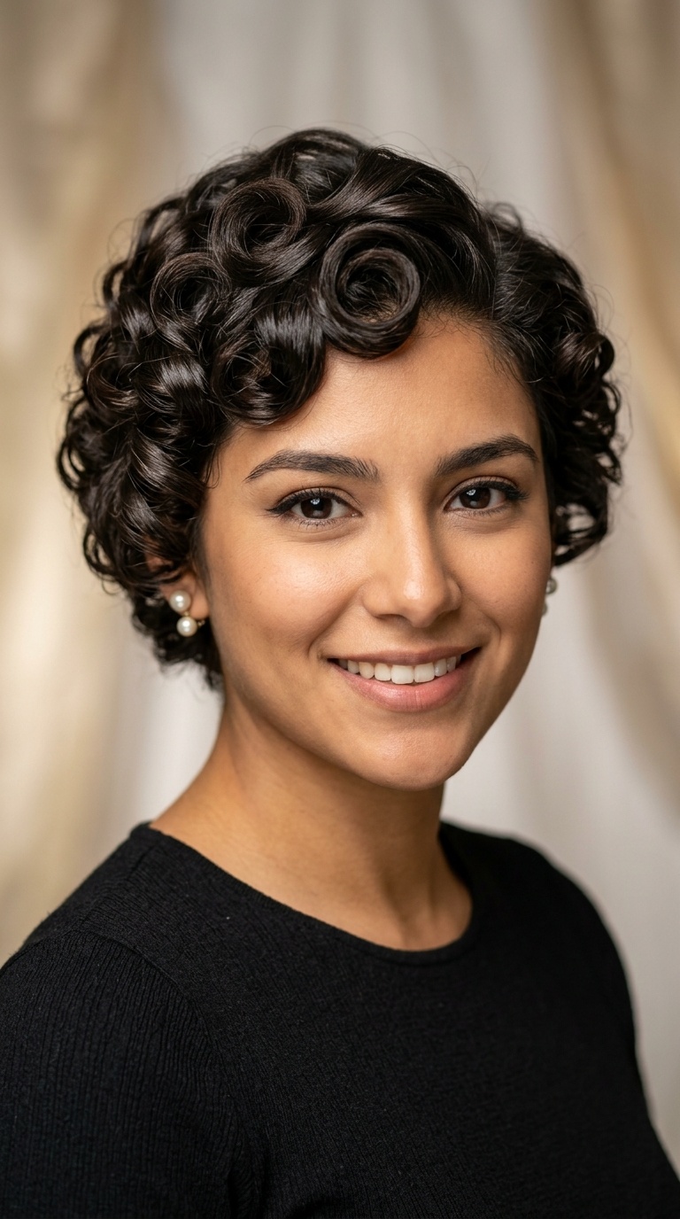 Vintage Pin Curls on Short Hair