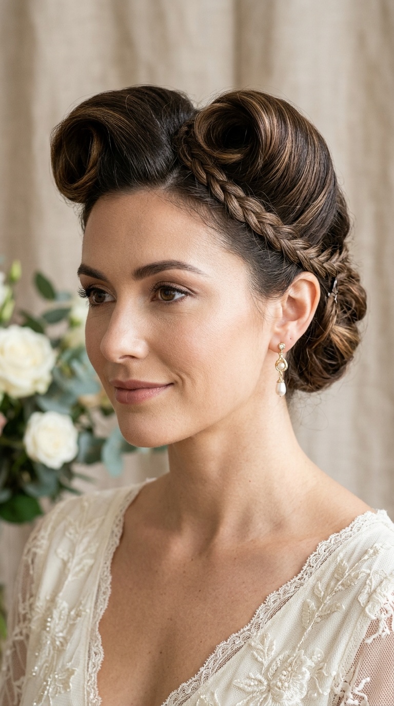 Vintage Victory Rolls with Braided Accents