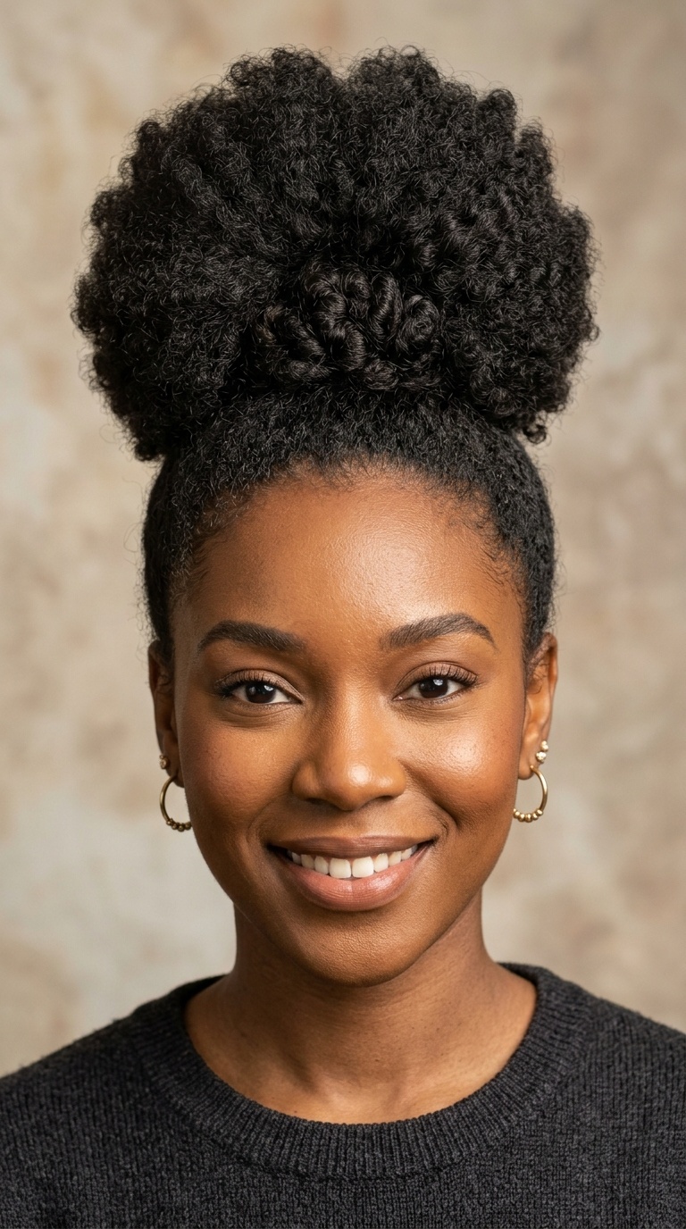Voluminous Afro Puff Bun