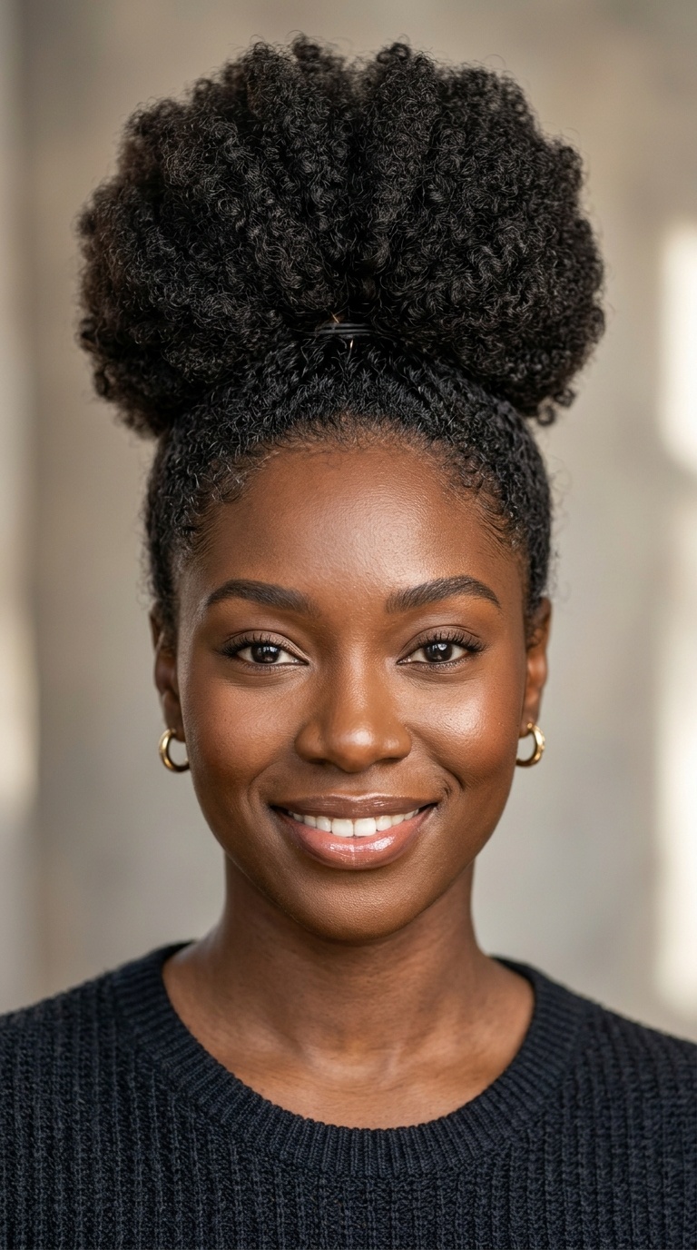Voluminous Afro Puff Bun