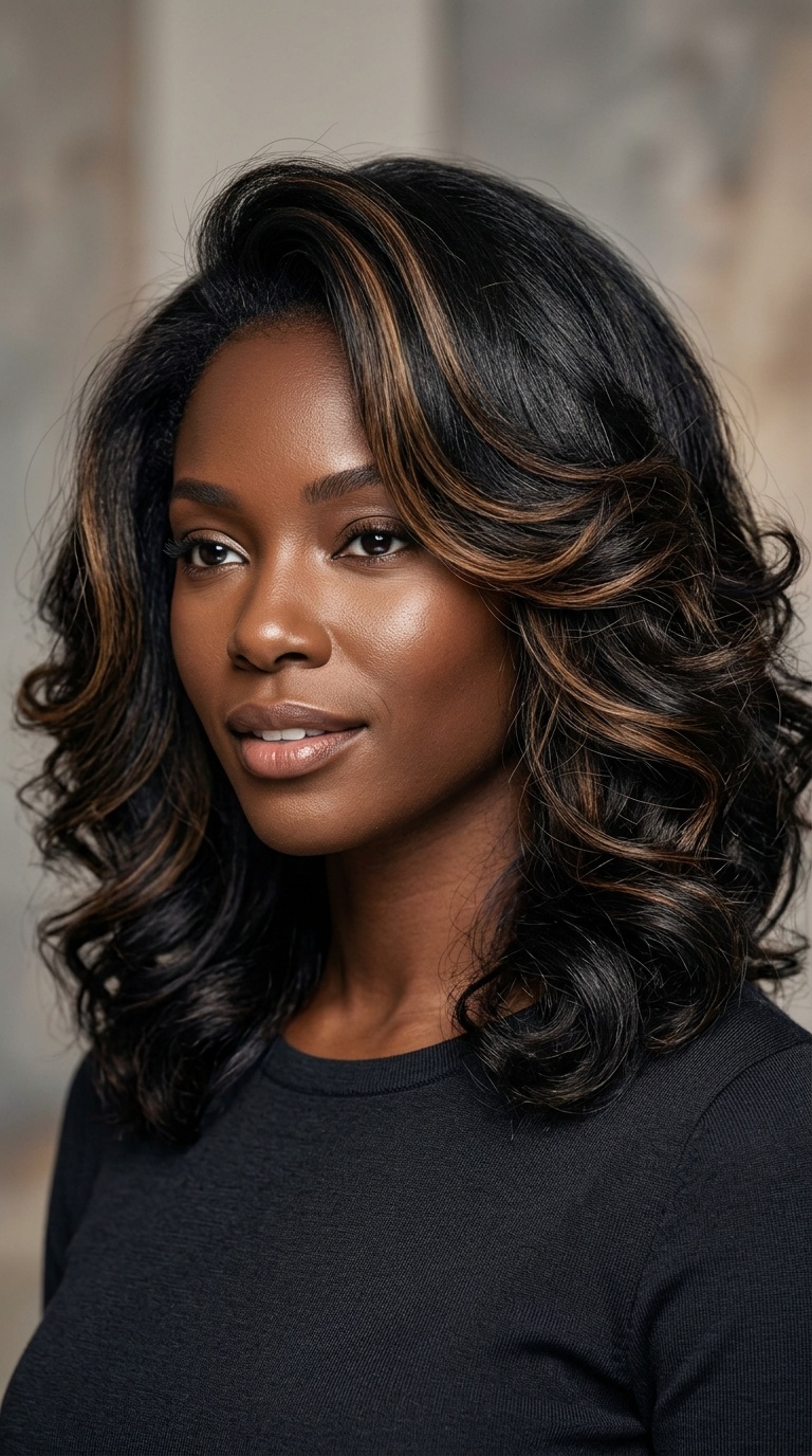Voluminous Blowout with Face-Framing Highlights