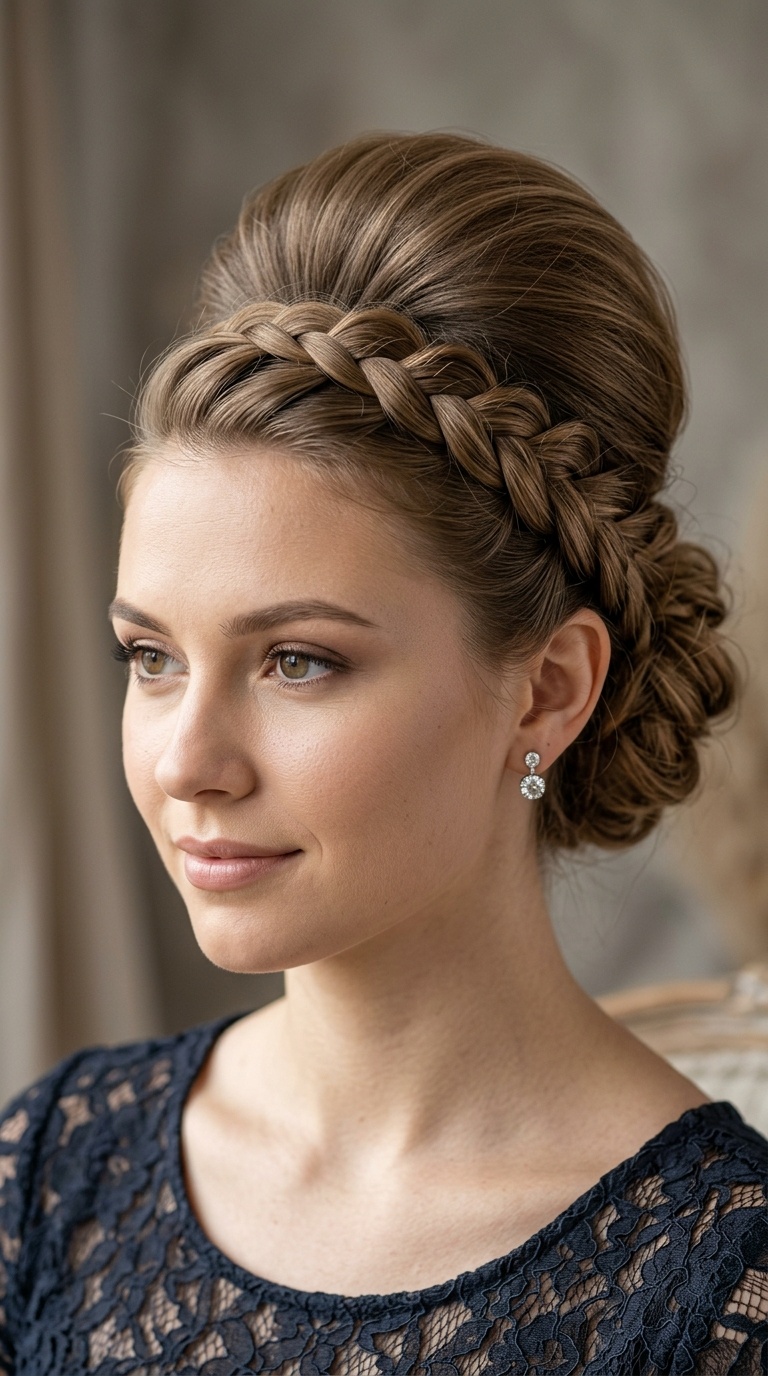 Voluminous Bouffant with Braided Wrap