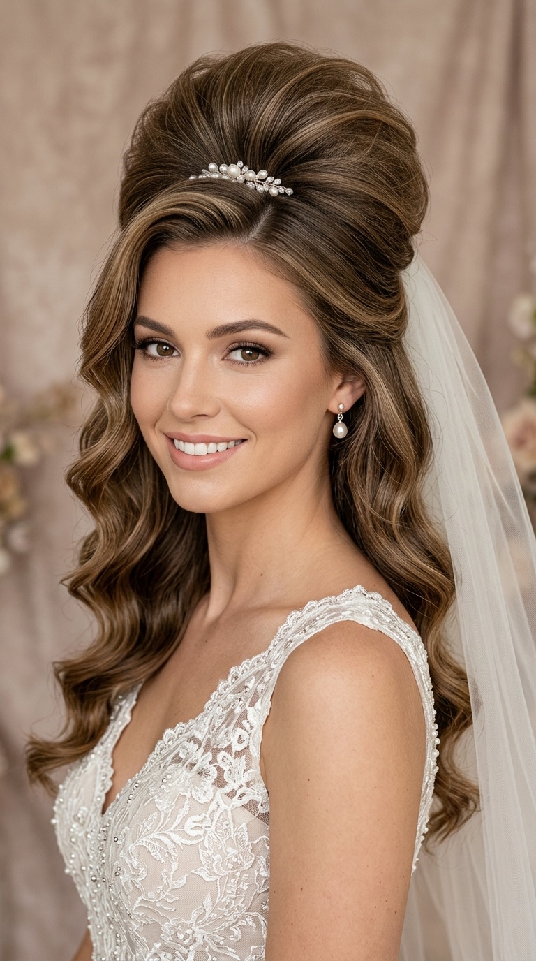 Voluminous Bouffant with Veil