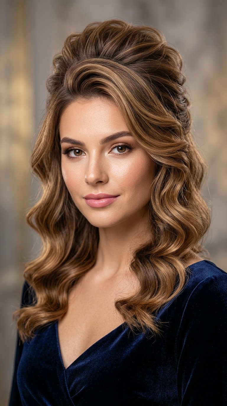 Voluminous Bouffant with Waves