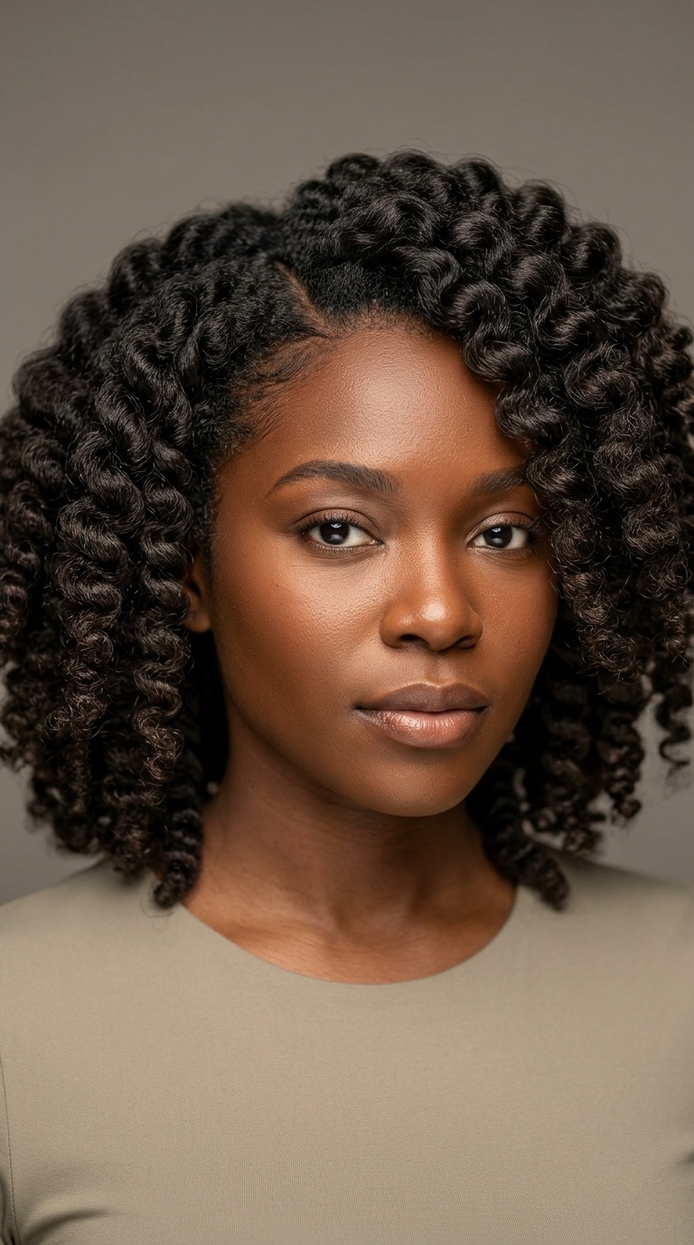 Voluminous Braid-Out on Blown Hair