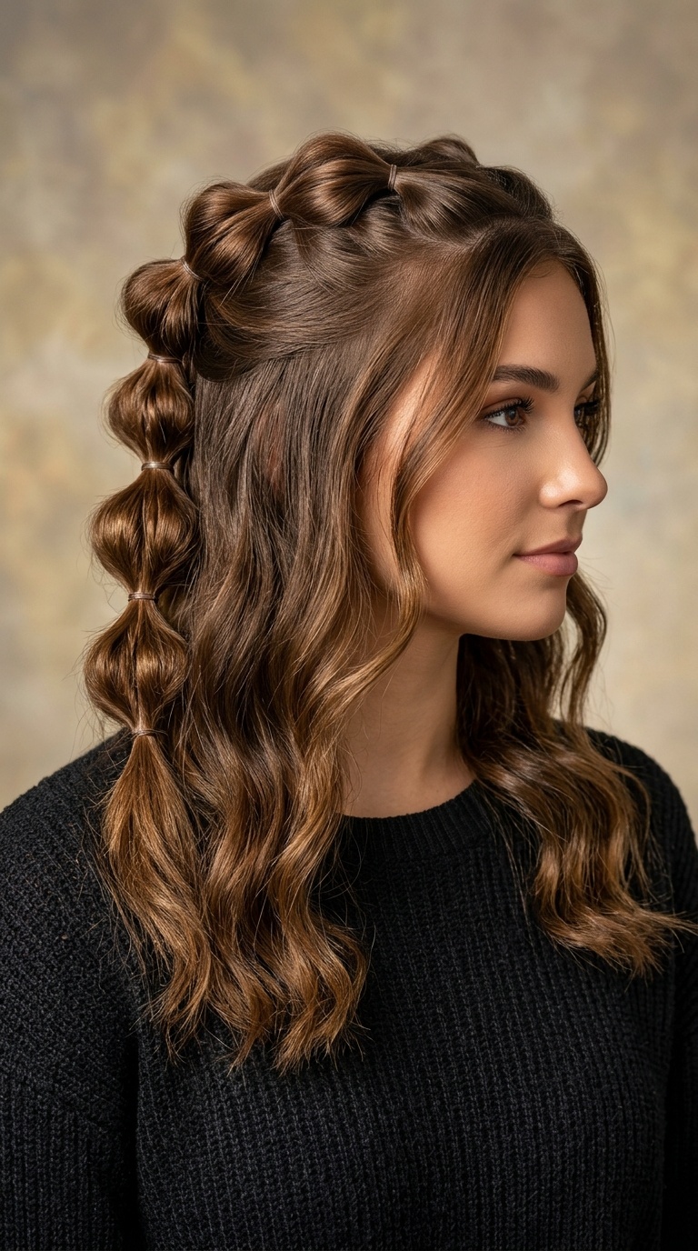 Voluminous Bubble Braid Half-Up