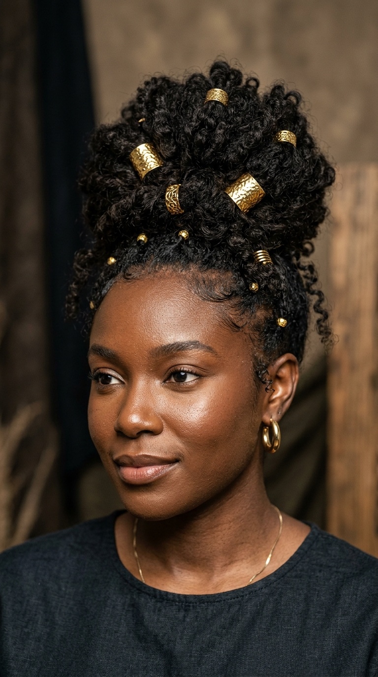 Voluminous Bun with Gold Cuffs